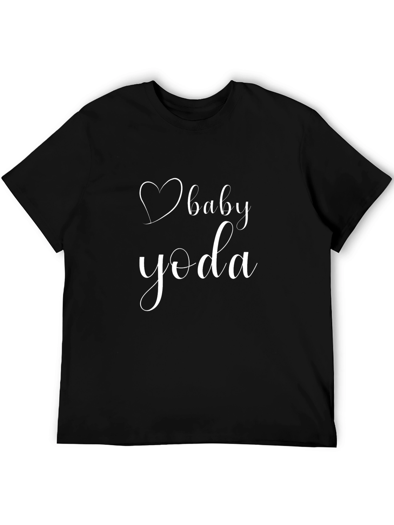 Baby Yoda Heart Graphic Tee - Black Cotton