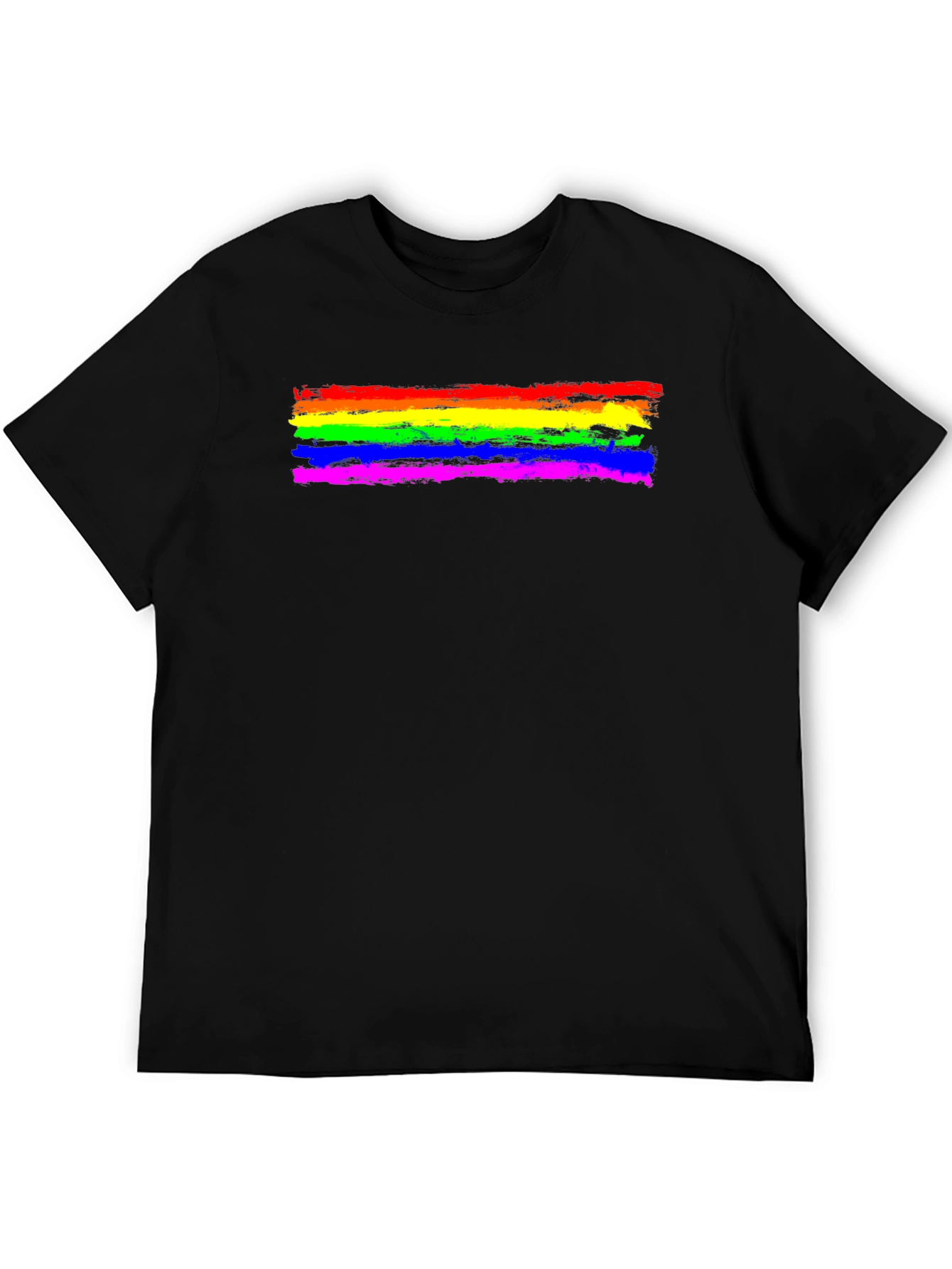 Pride Rainbow Brush Stroke T-Shirt - Black Cotton Tee
