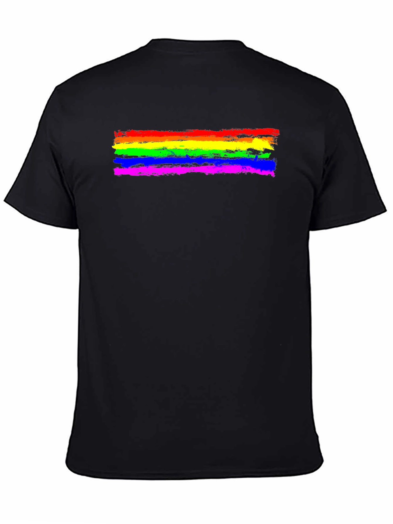 Pride Rainbow Brush Stroke T-Shirt - Black Cotton Tee