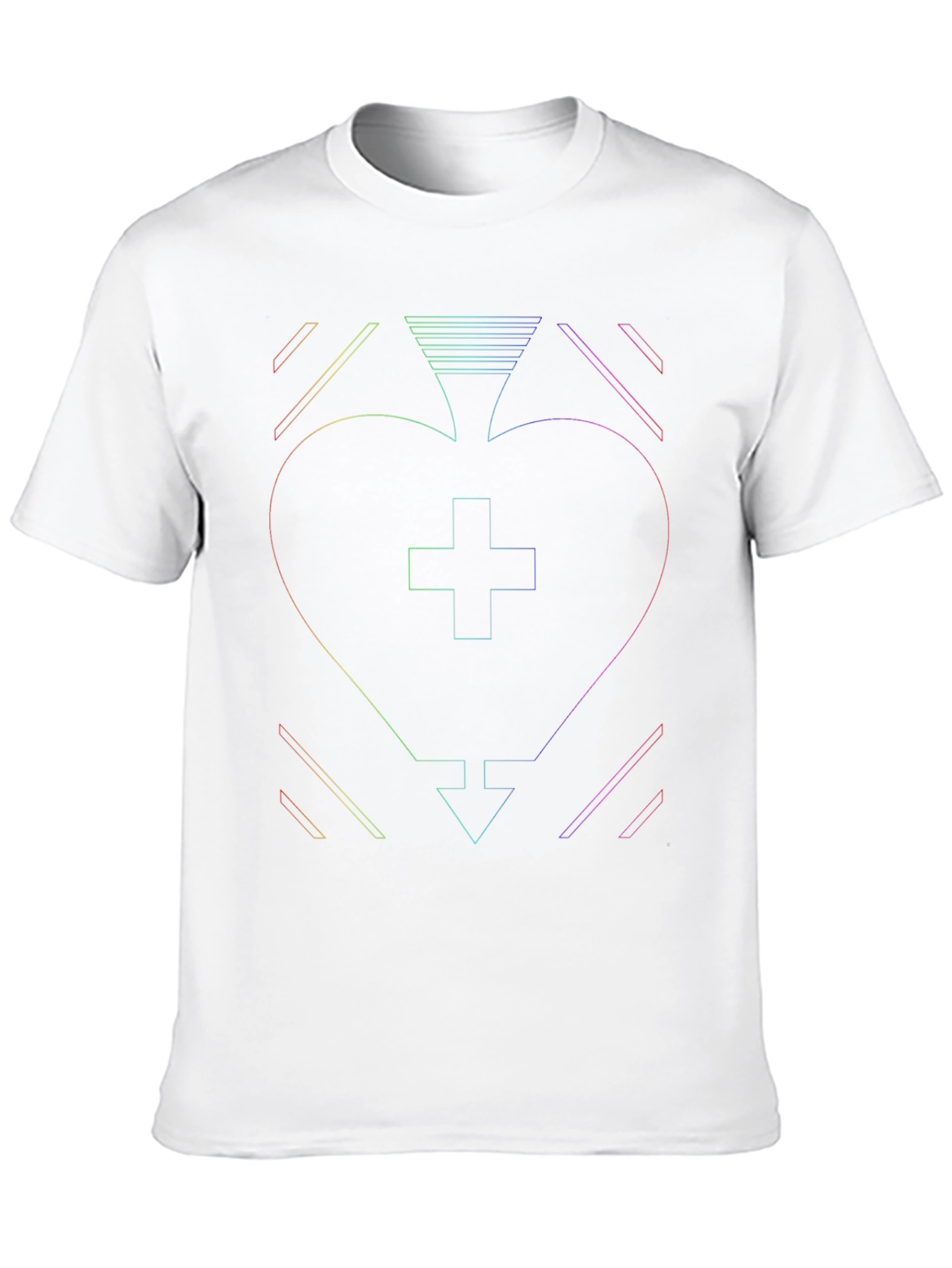 Rainbow Geometric Heart T-Shirt - Unique Design
