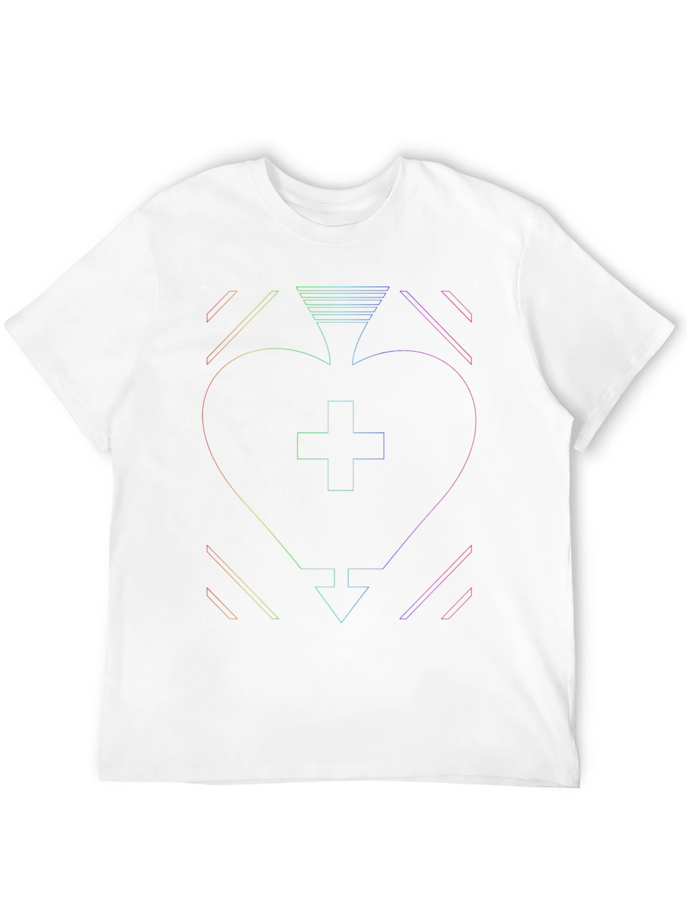 Rainbow Geometric Heart T-Shirt - Unique Design