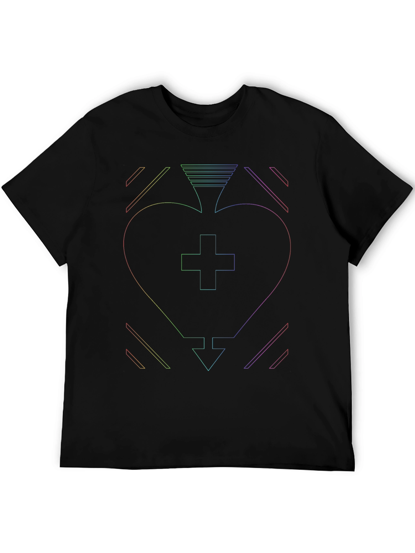 Rainbow Geometric Heart T-Shirt - Unique Design