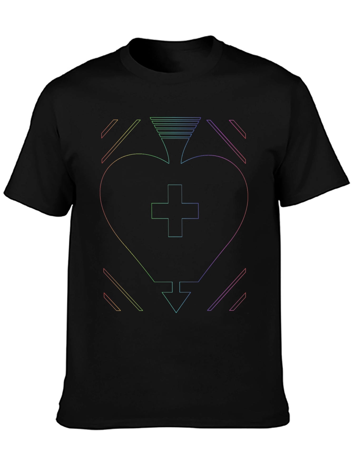 Rainbow Geometric Heart T-Shirt - Unique Design