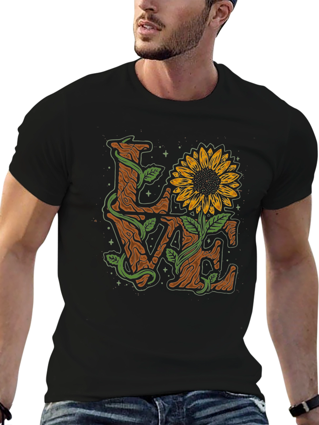 LOVE Sunflower Graphic Print T-Shirt