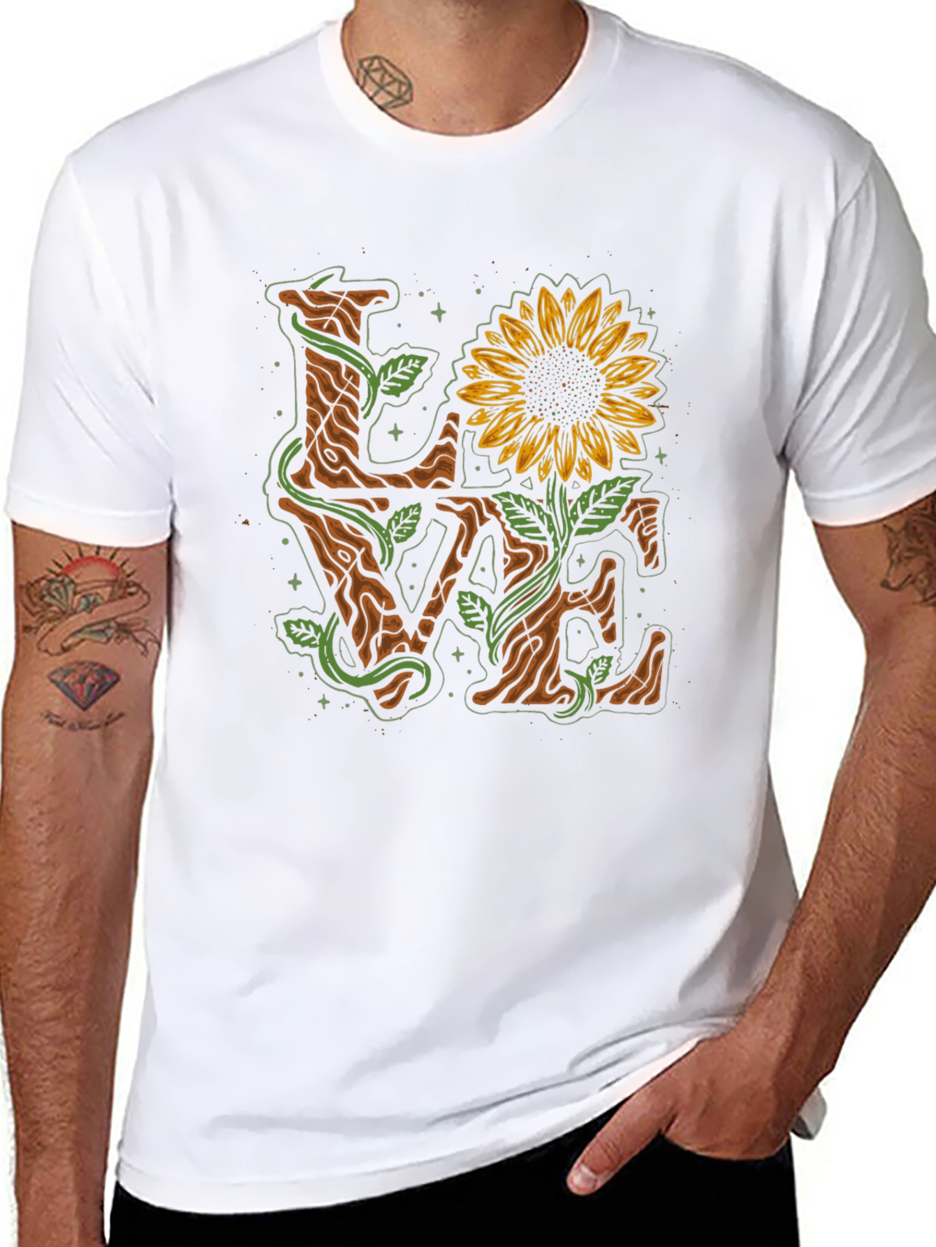 LOVE Sunflower Graphic Print T-Shirt