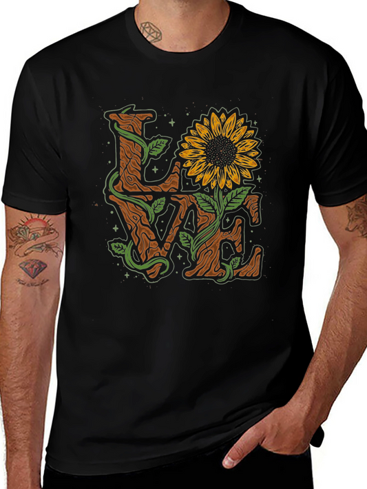 LOVE Sunflower Graphic Print T-Shirt
