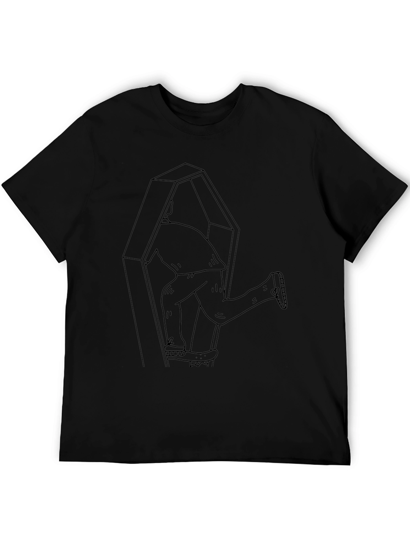 Funny Coffin Escape Mens Black T-Shirt
