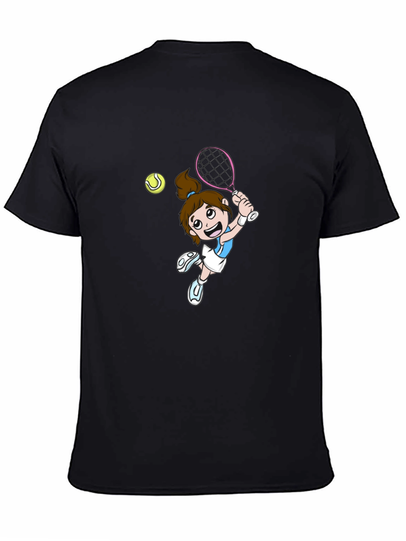 Tennis Girl Graphic Black T-Shirt