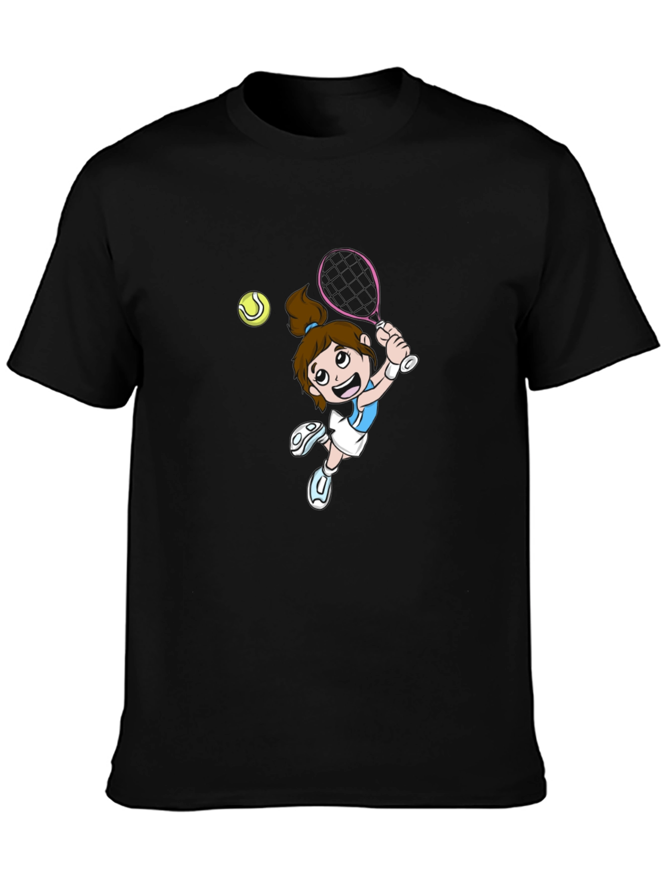 Tennis Girl Graphic Black T-Shirt