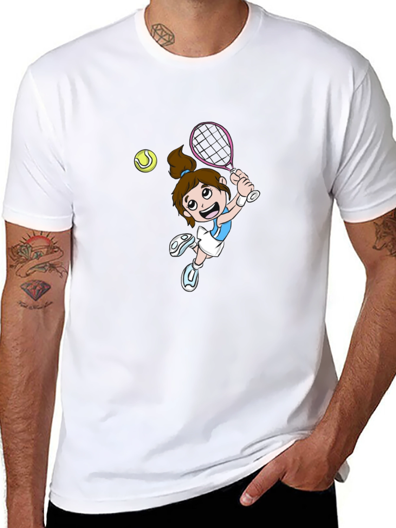 Tennis Girl Graphic Black T-Shirt