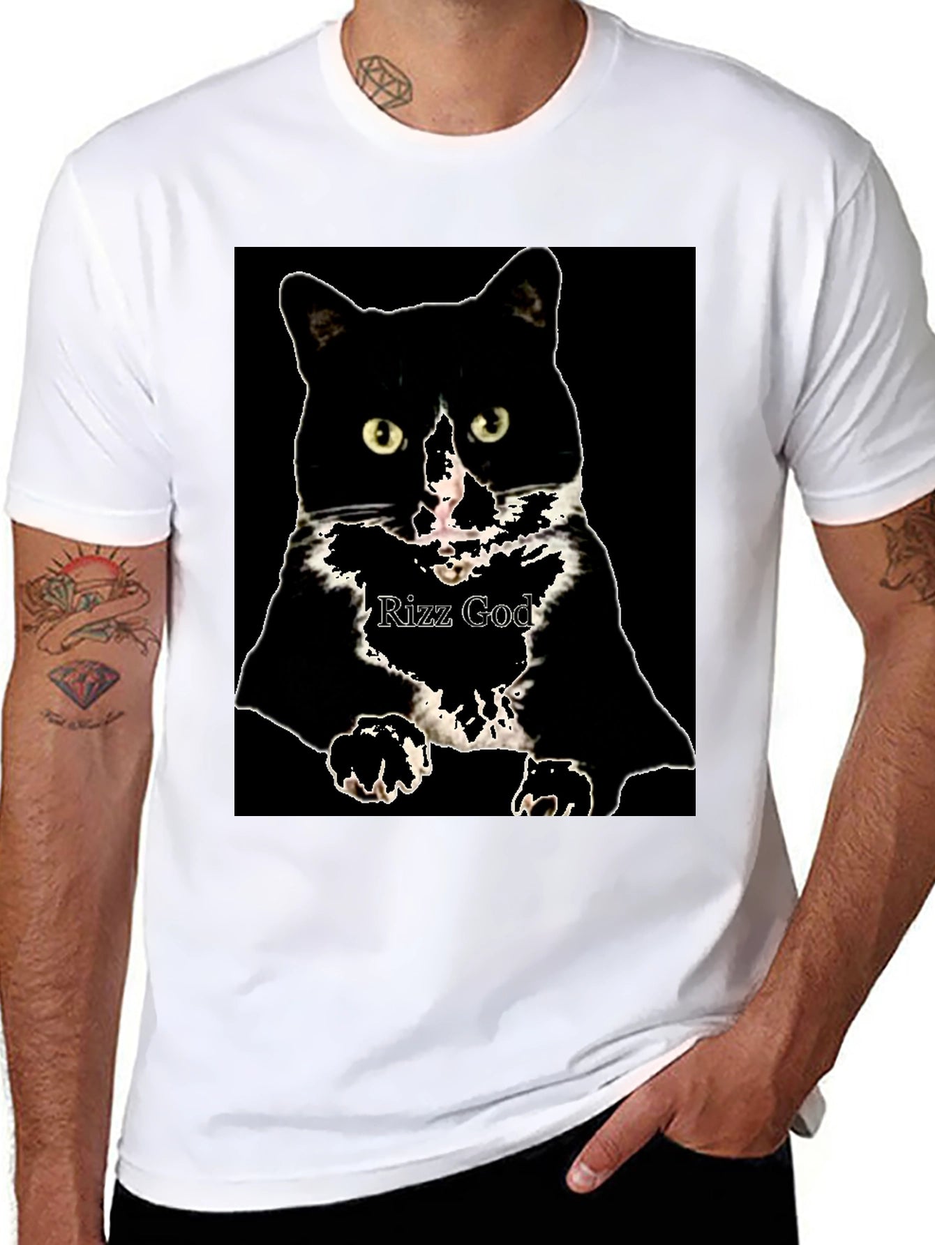 Rizz God Cat Black T-Shirt