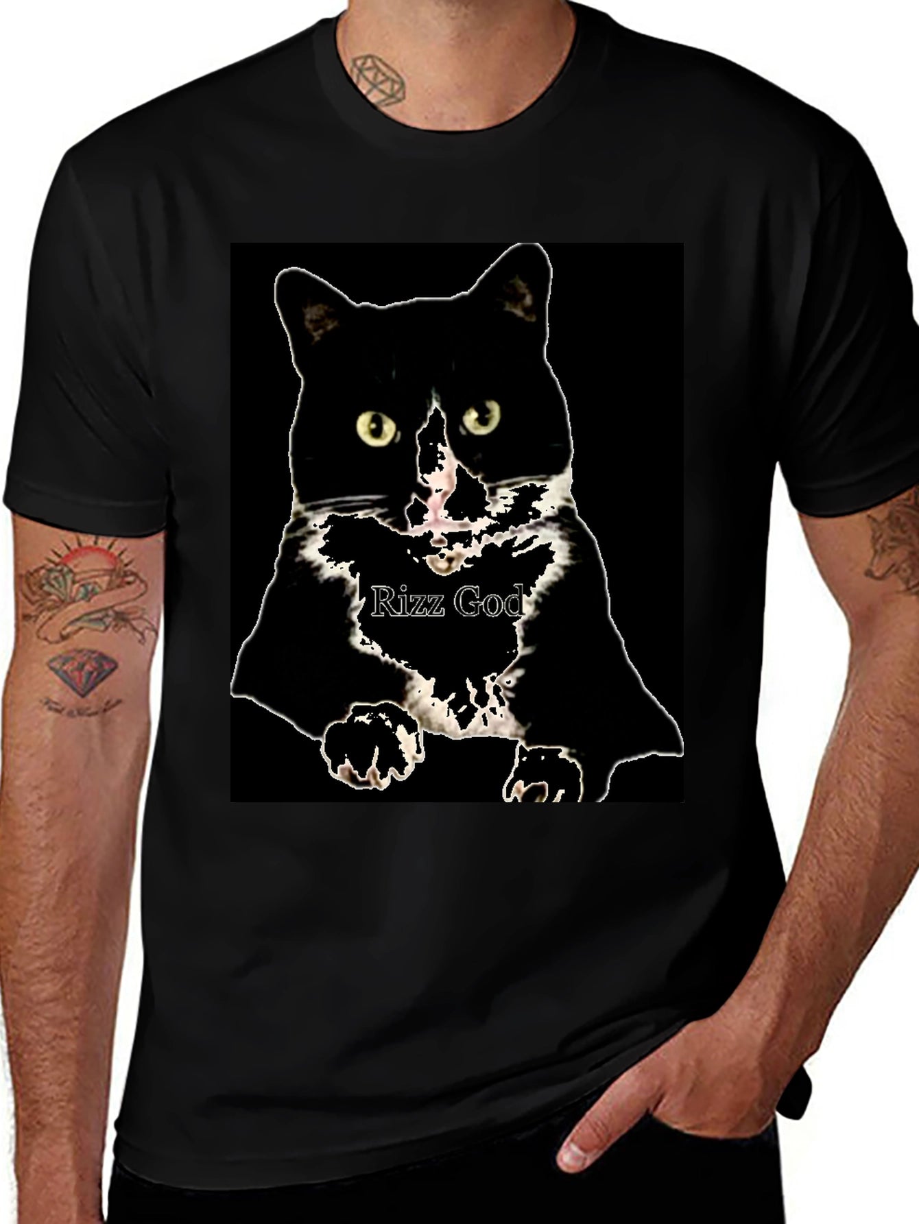Rizz God Cat Black T-Shirt