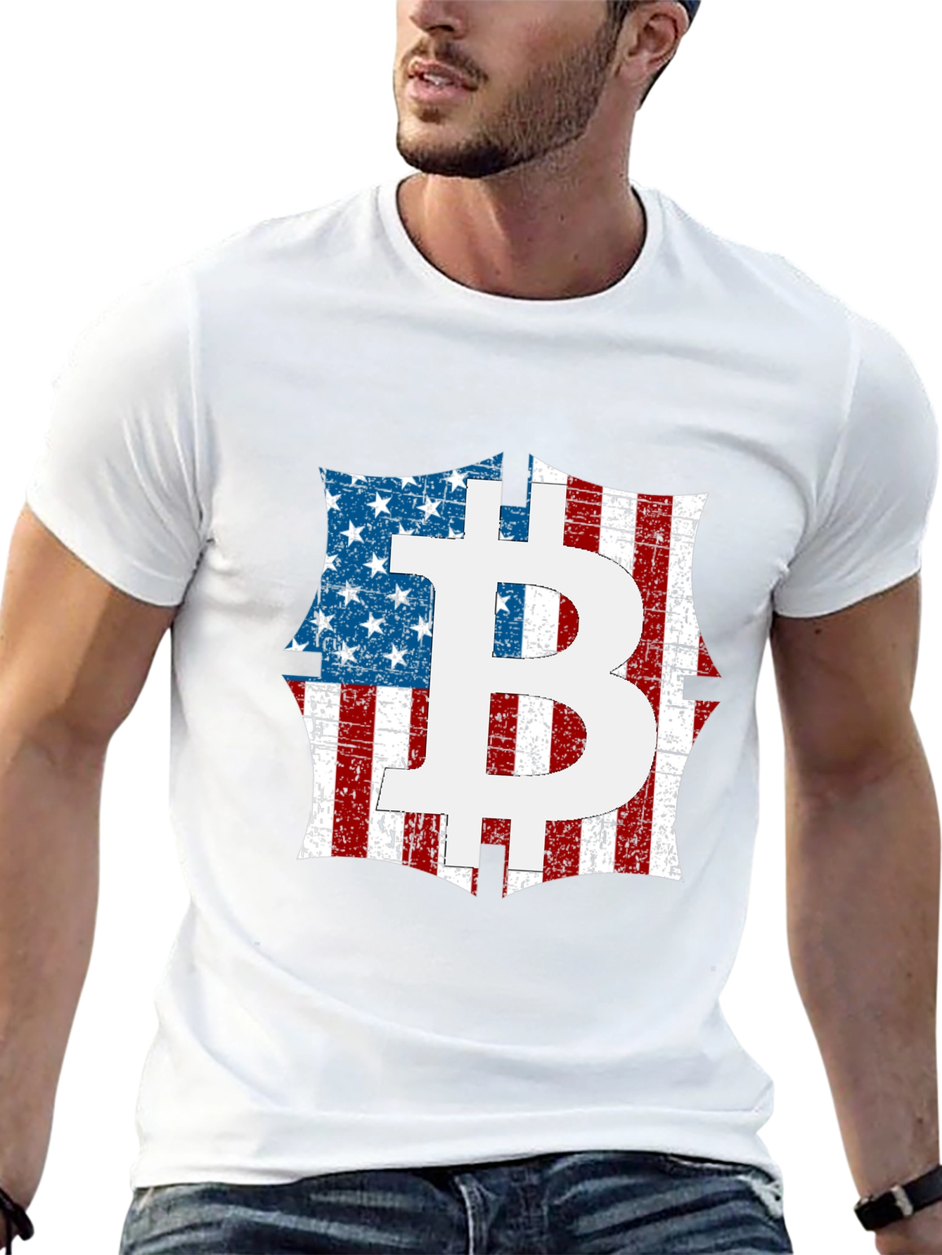 Bitcoin American Flag Graphic T-Shirt - Crypto Tee