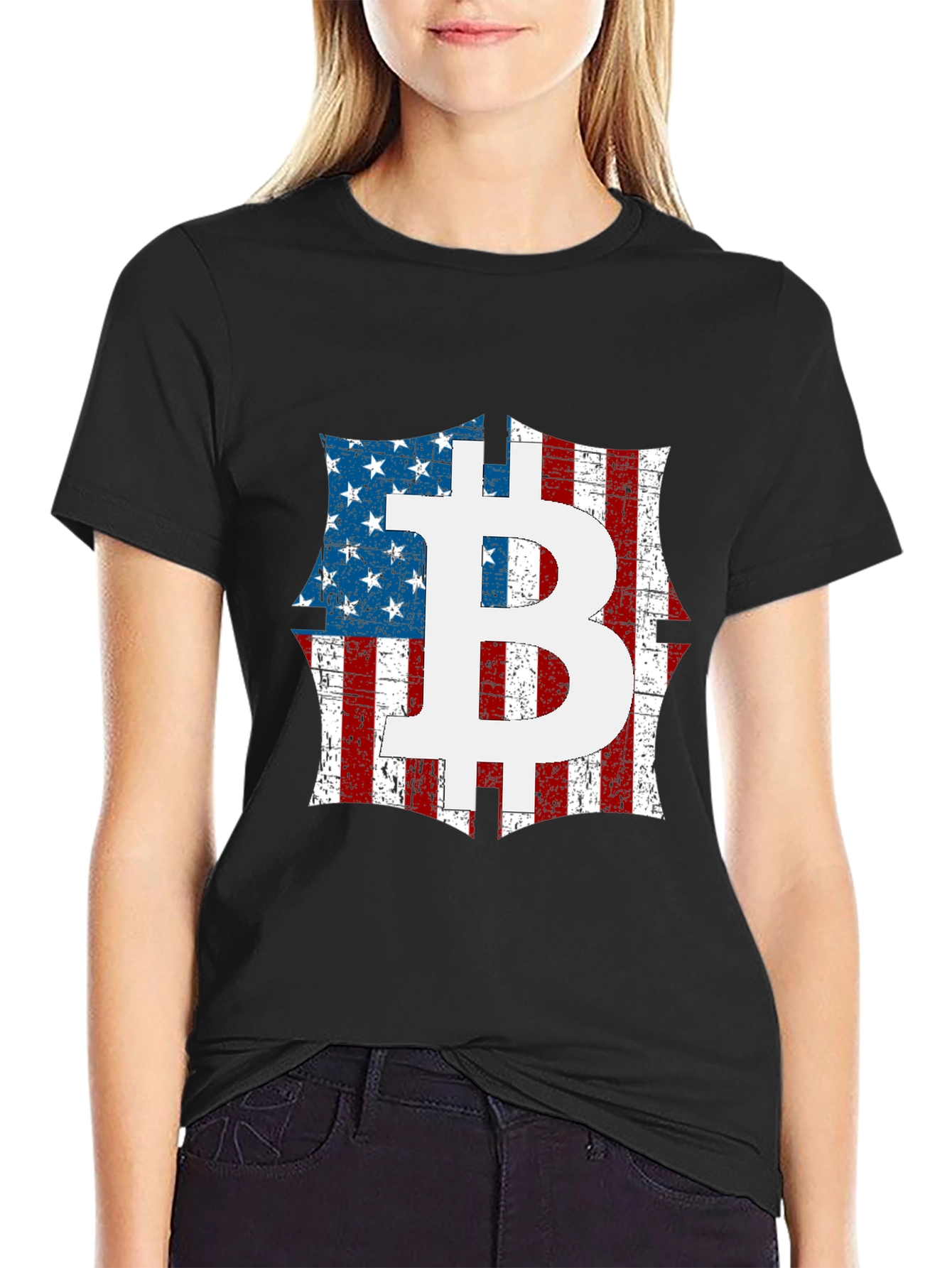 Bitcoin American Flag Graphic T-Shirt - Crypto Tee