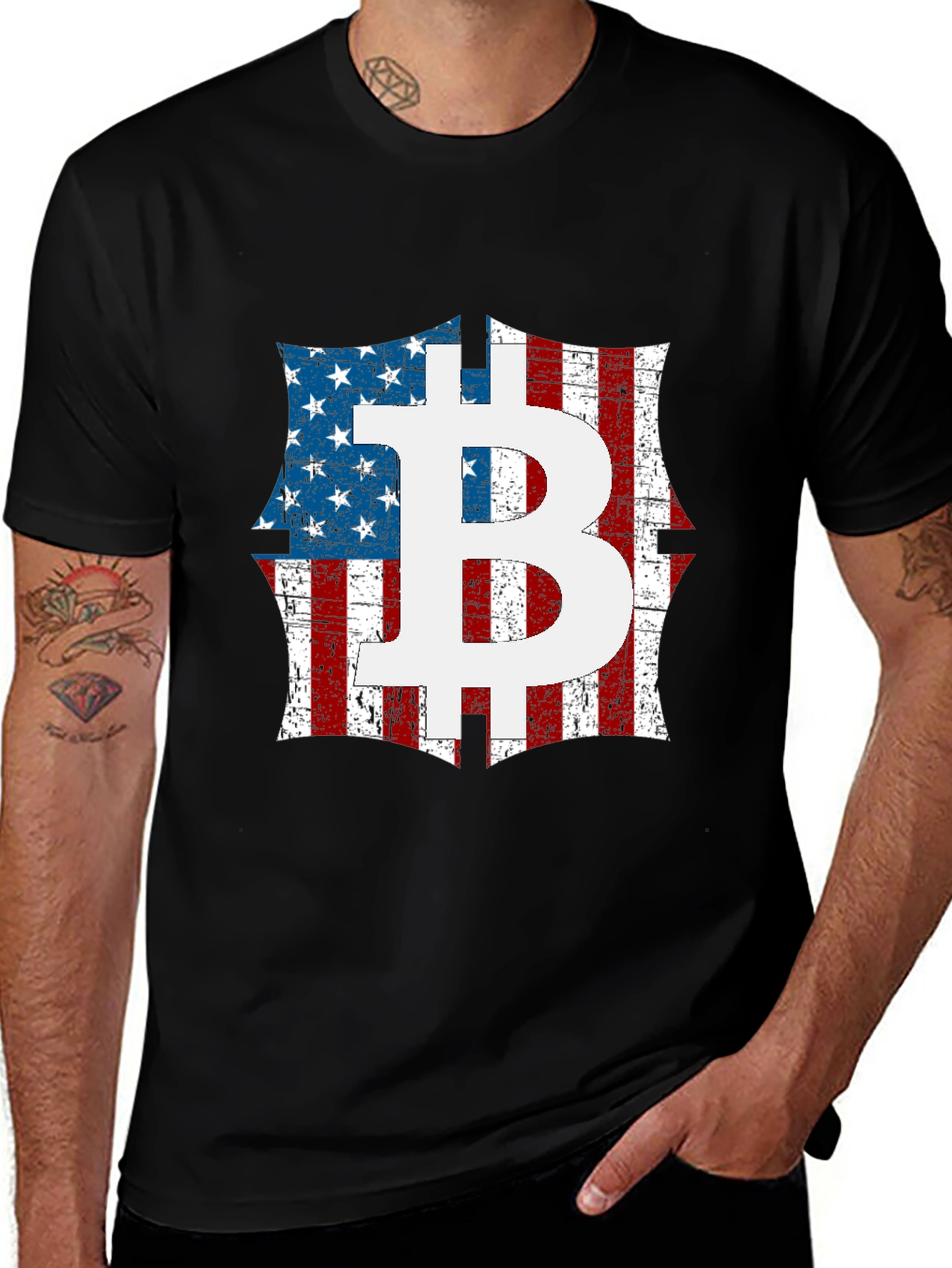 Bitcoin American Flag Graphic T-Shirt - Crypto Tee