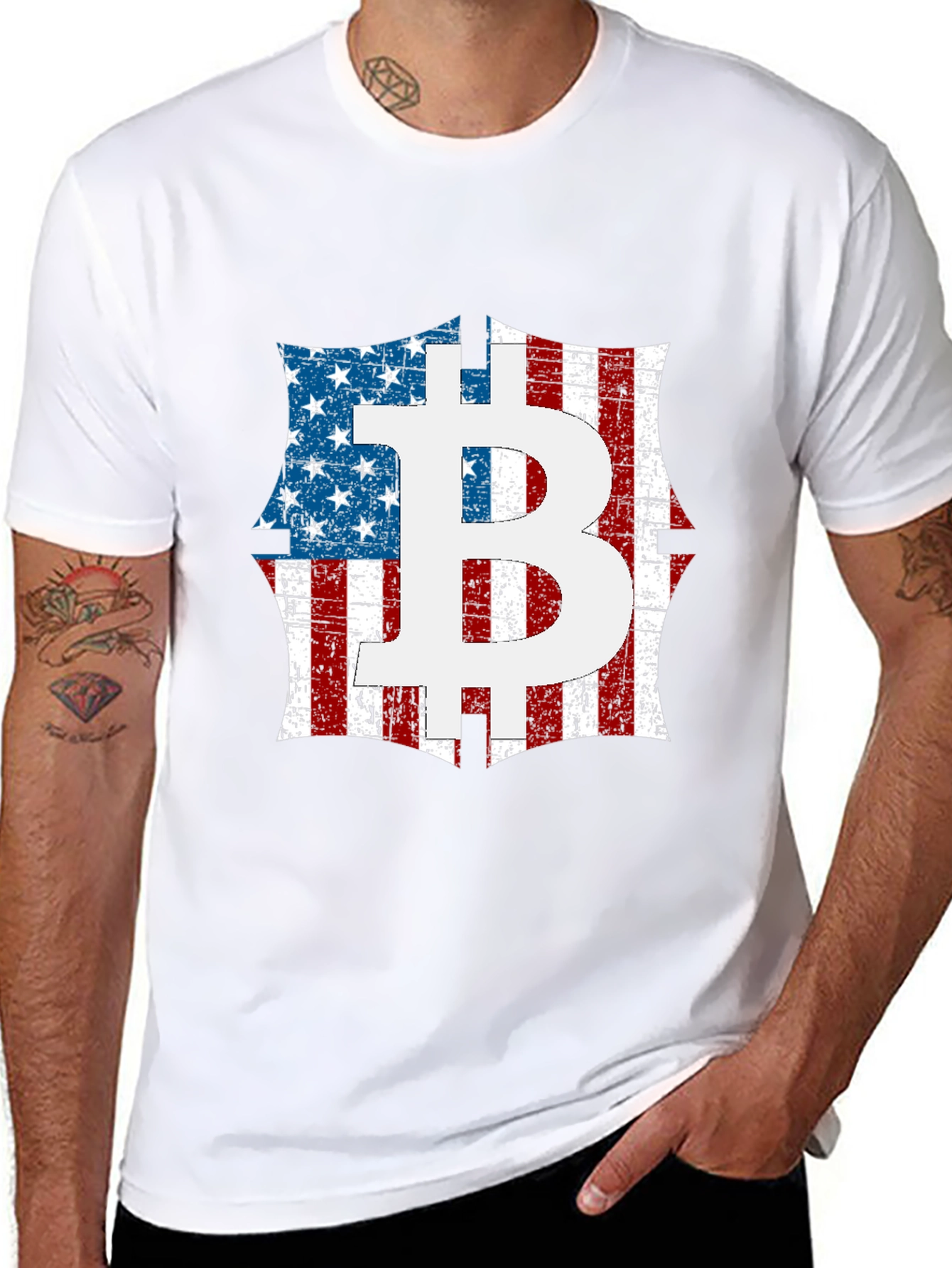 Bitcoin American Flag Graphic T-Shirt - Crypto Tee
