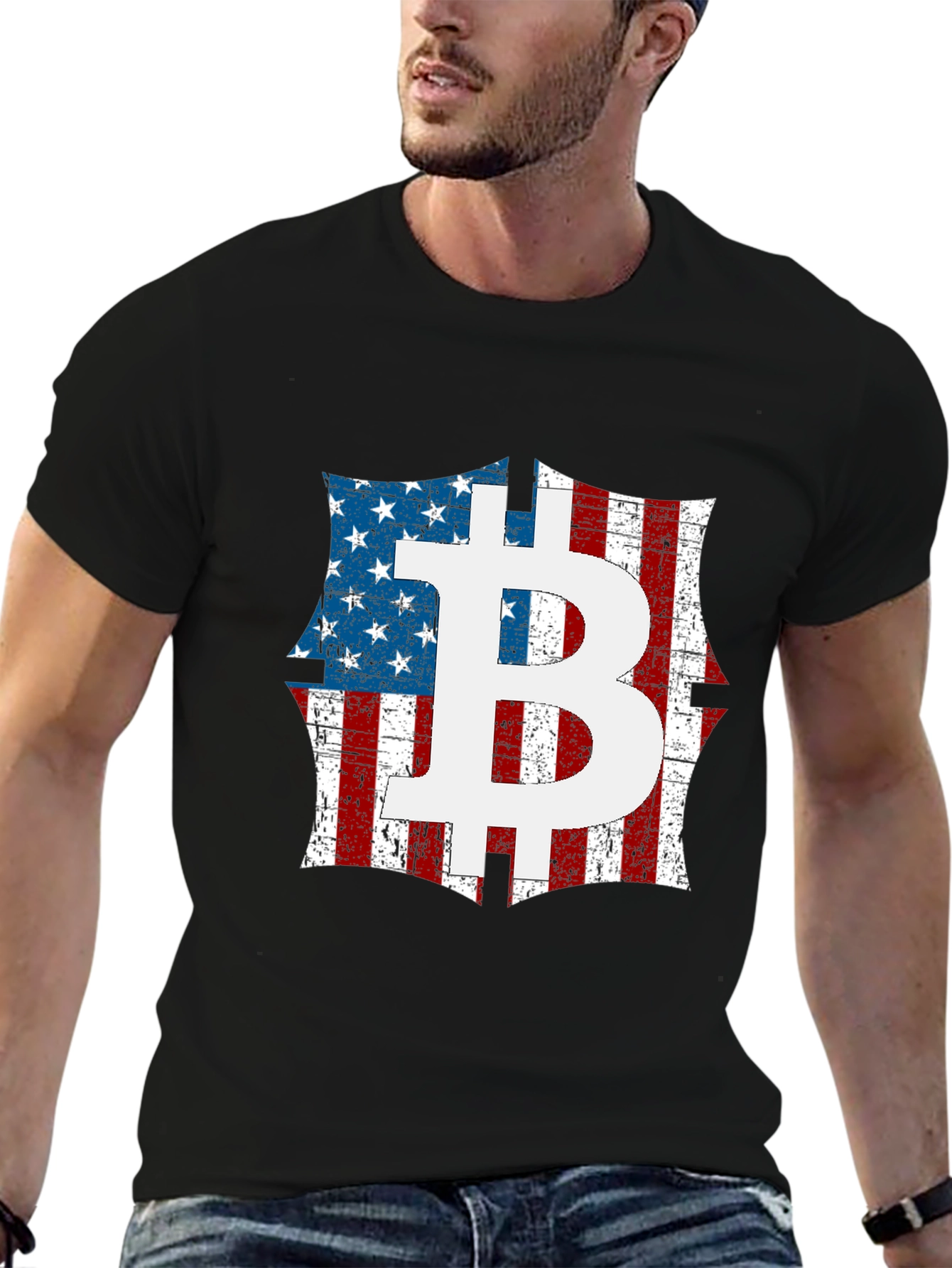 Bitcoin American Flag Graphic T-Shirt - Crypto Tee