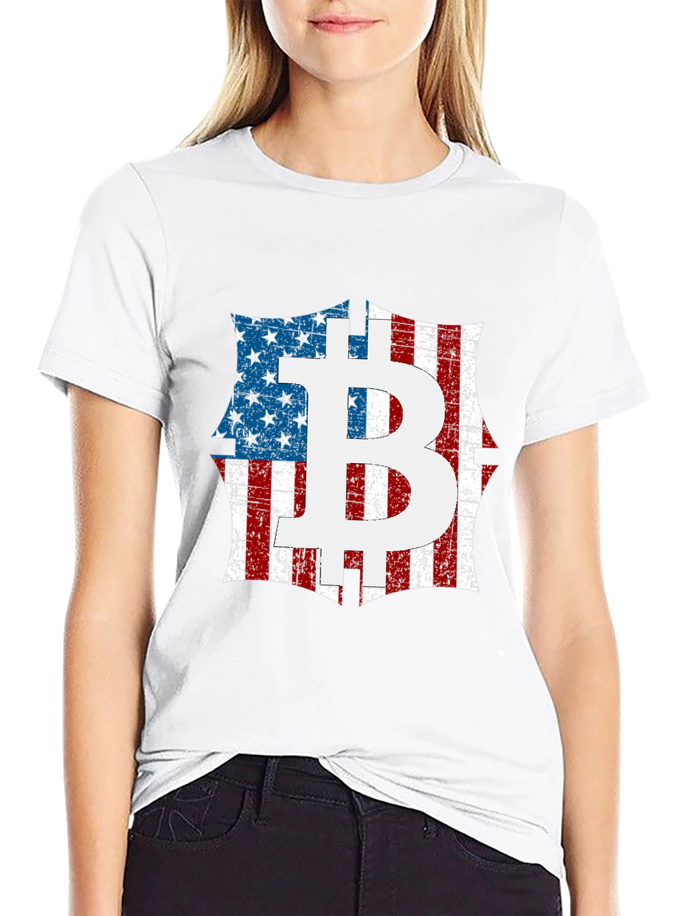 Bitcoin American Flag Graphic T-Shirt - Crypto Tee