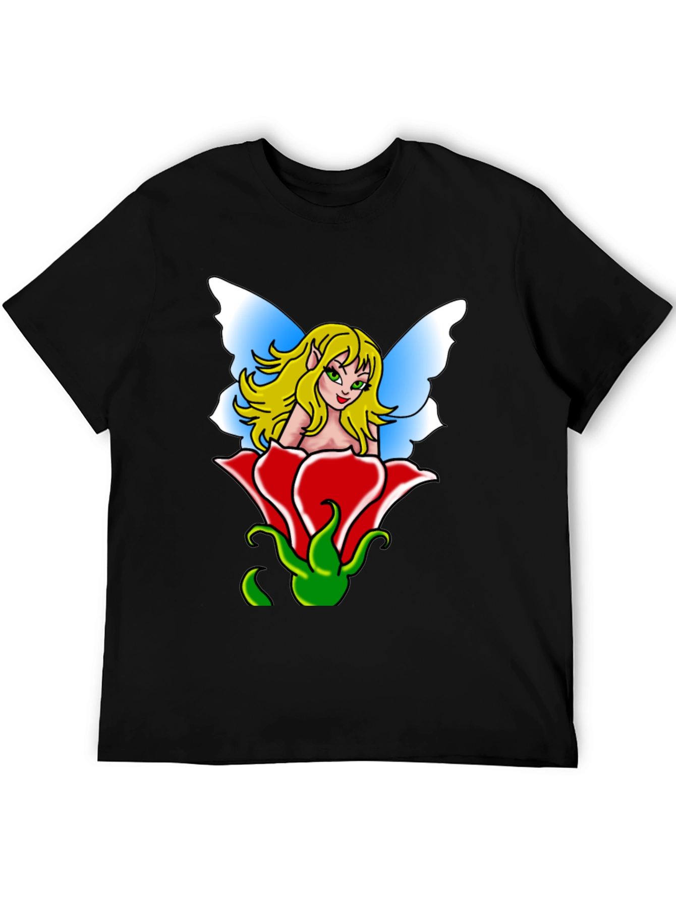 Fairy in Rose Graphic Tee - Unique Mens T-Shirt