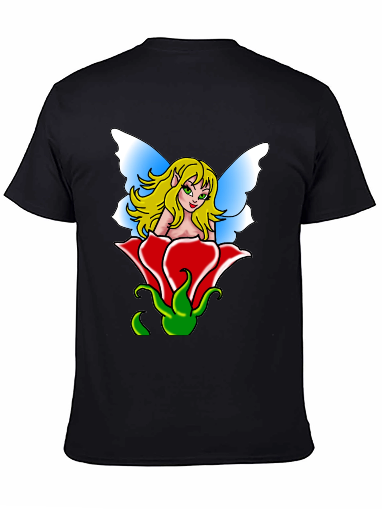 Fairy in Rose Graphic Tee - Unique Mens T-Shirt