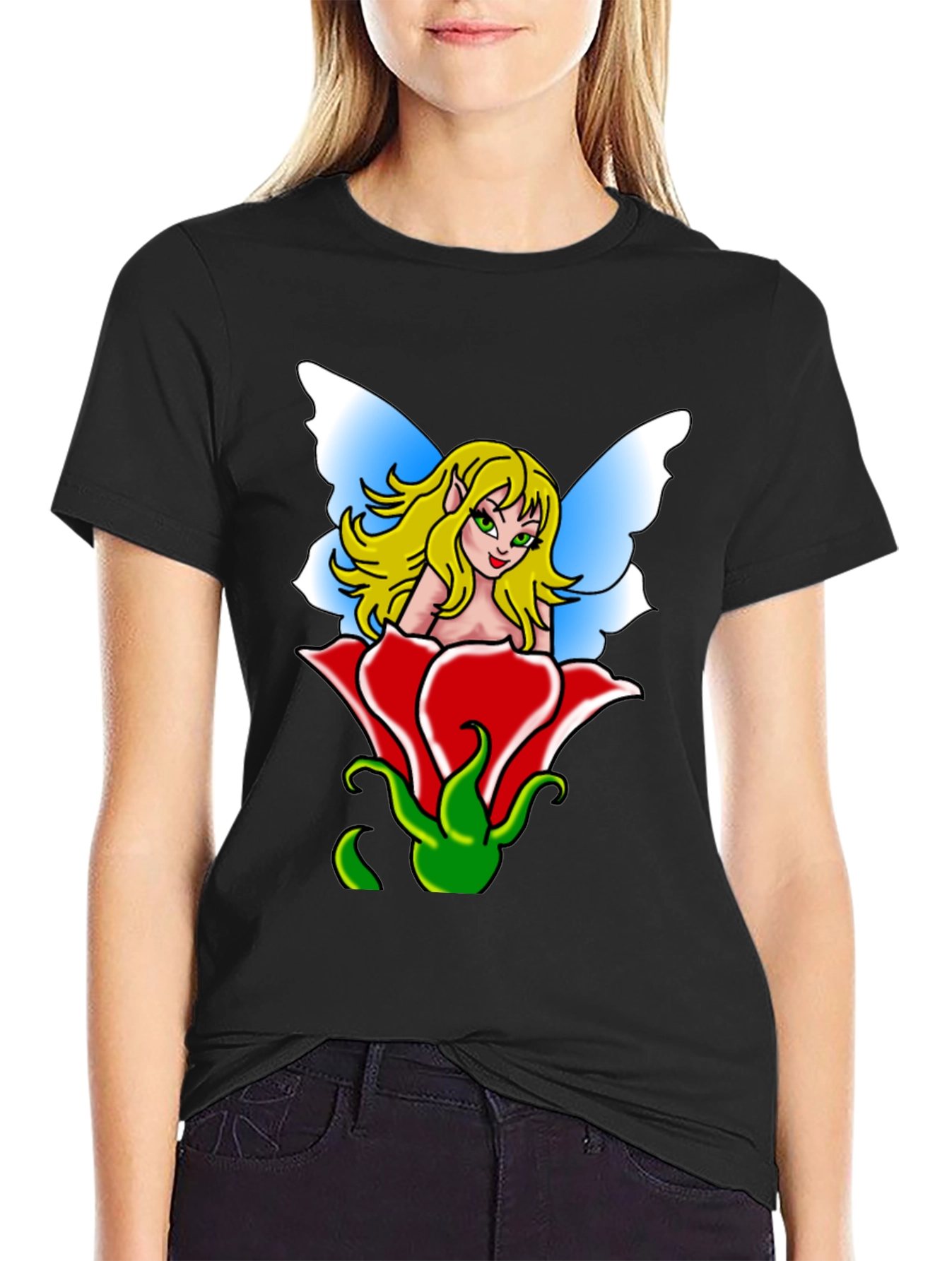Fairy in Rose Graphic Tee - Unique Mens T-Shirt