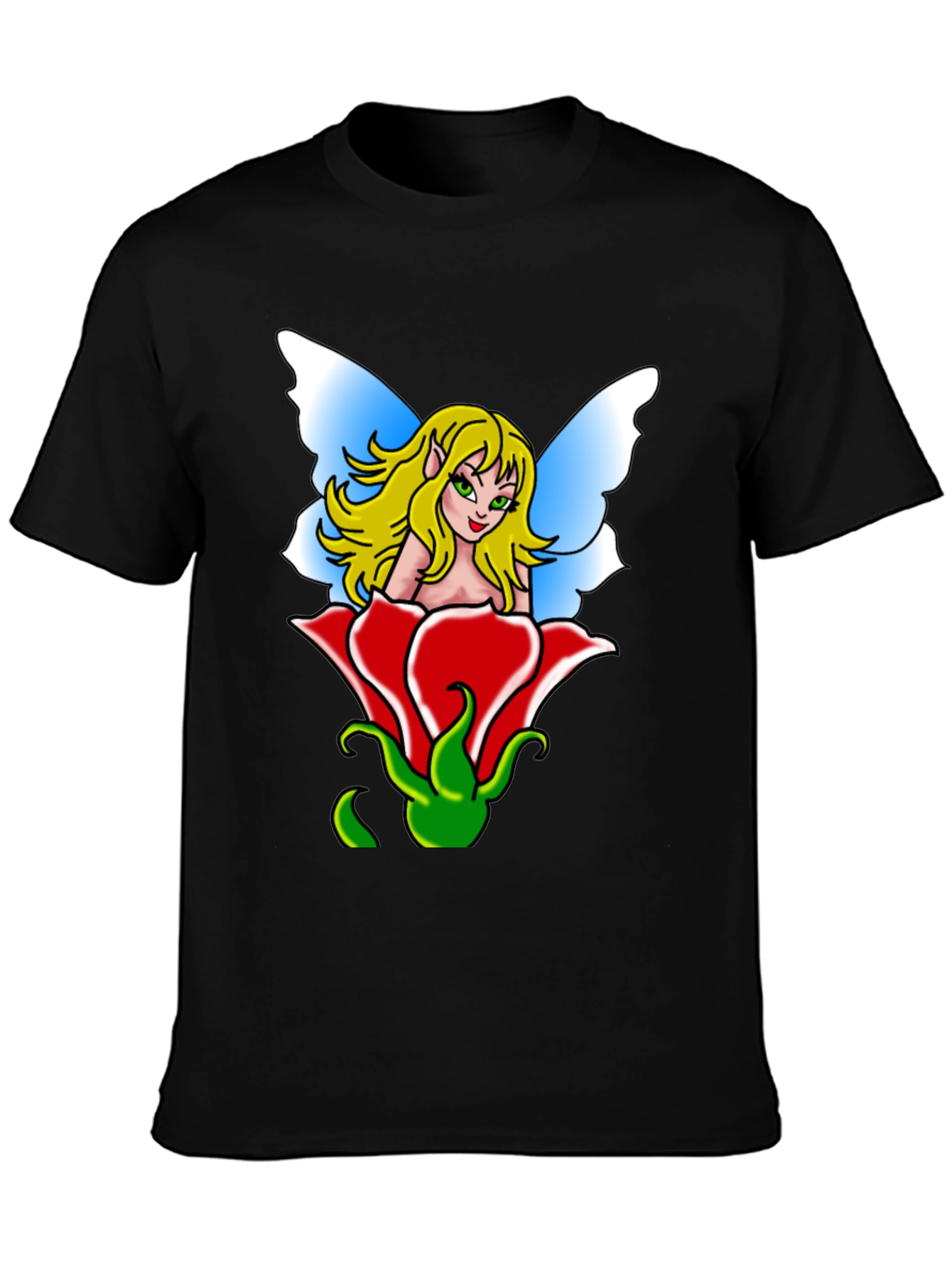 Fairy in Rose Graphic Tee - Unique Mens T-Shirt