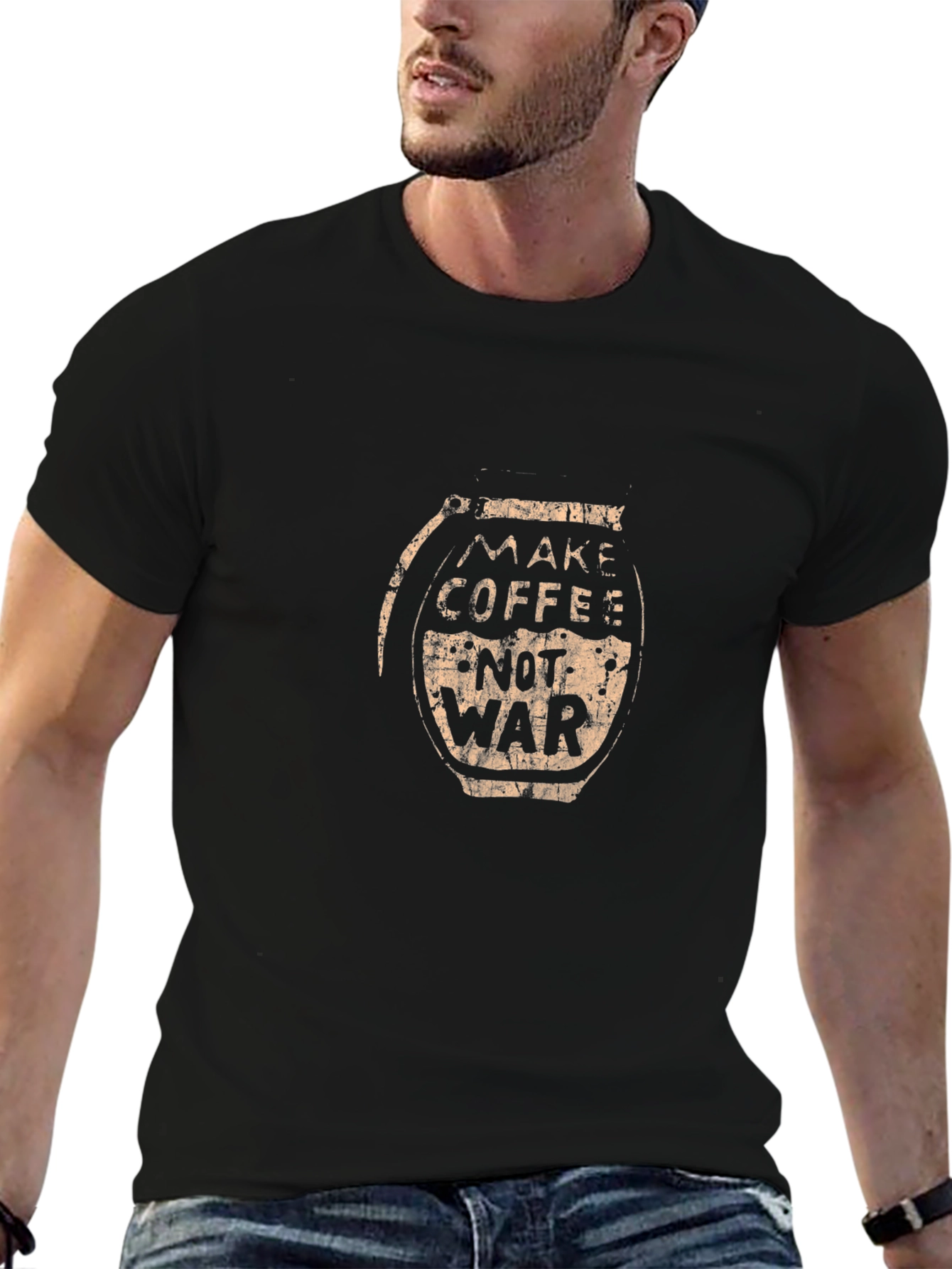 Coffee Not War T-Shirt - Mens Black Tee