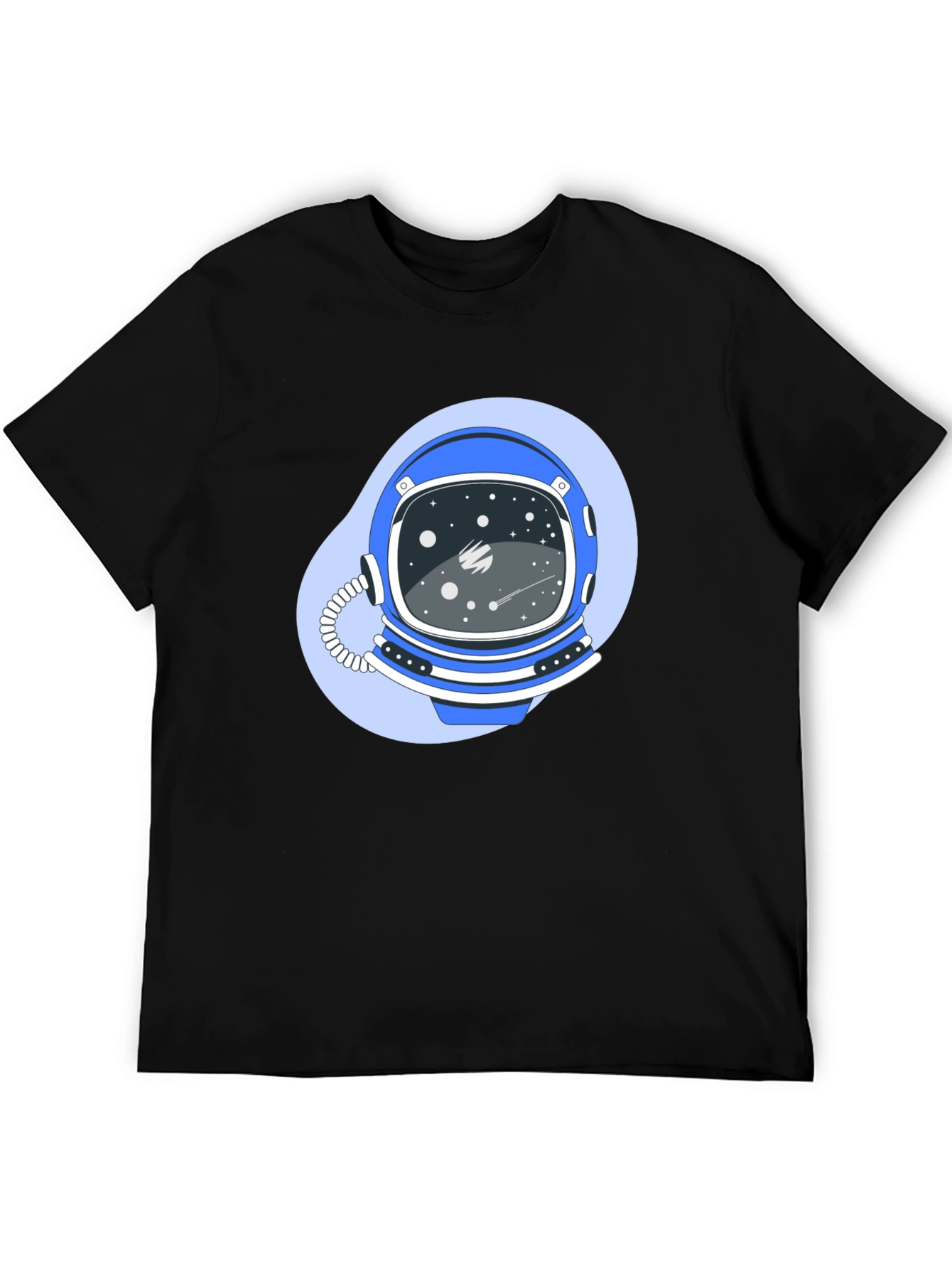 Astronaut Helmet Graphic Tee - Premium Black Cotton