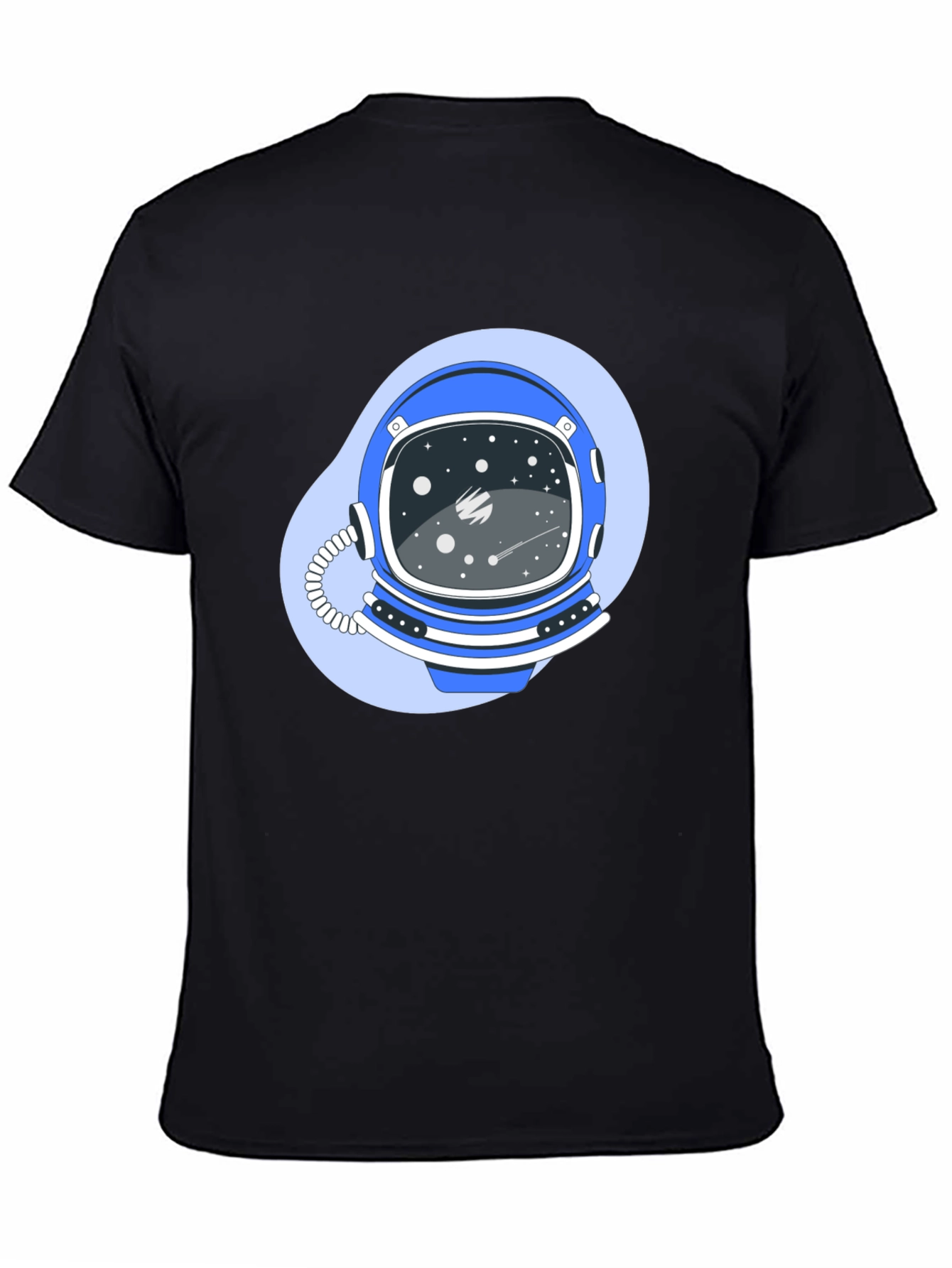 Astronaut Helmet Graphic Tee - Premium Black Cotton