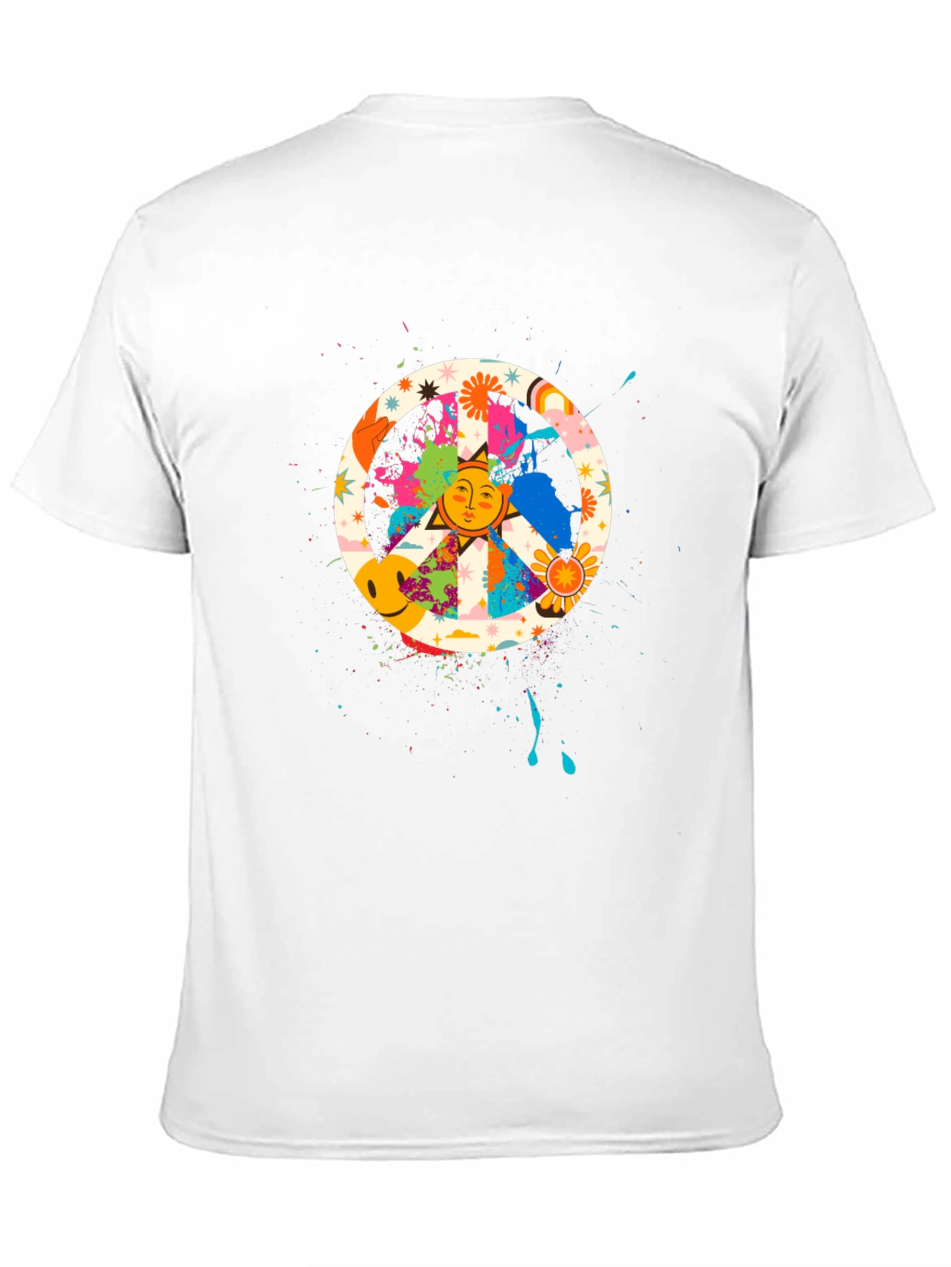 Peace Sign Sun Graphic Tee - Retro Style