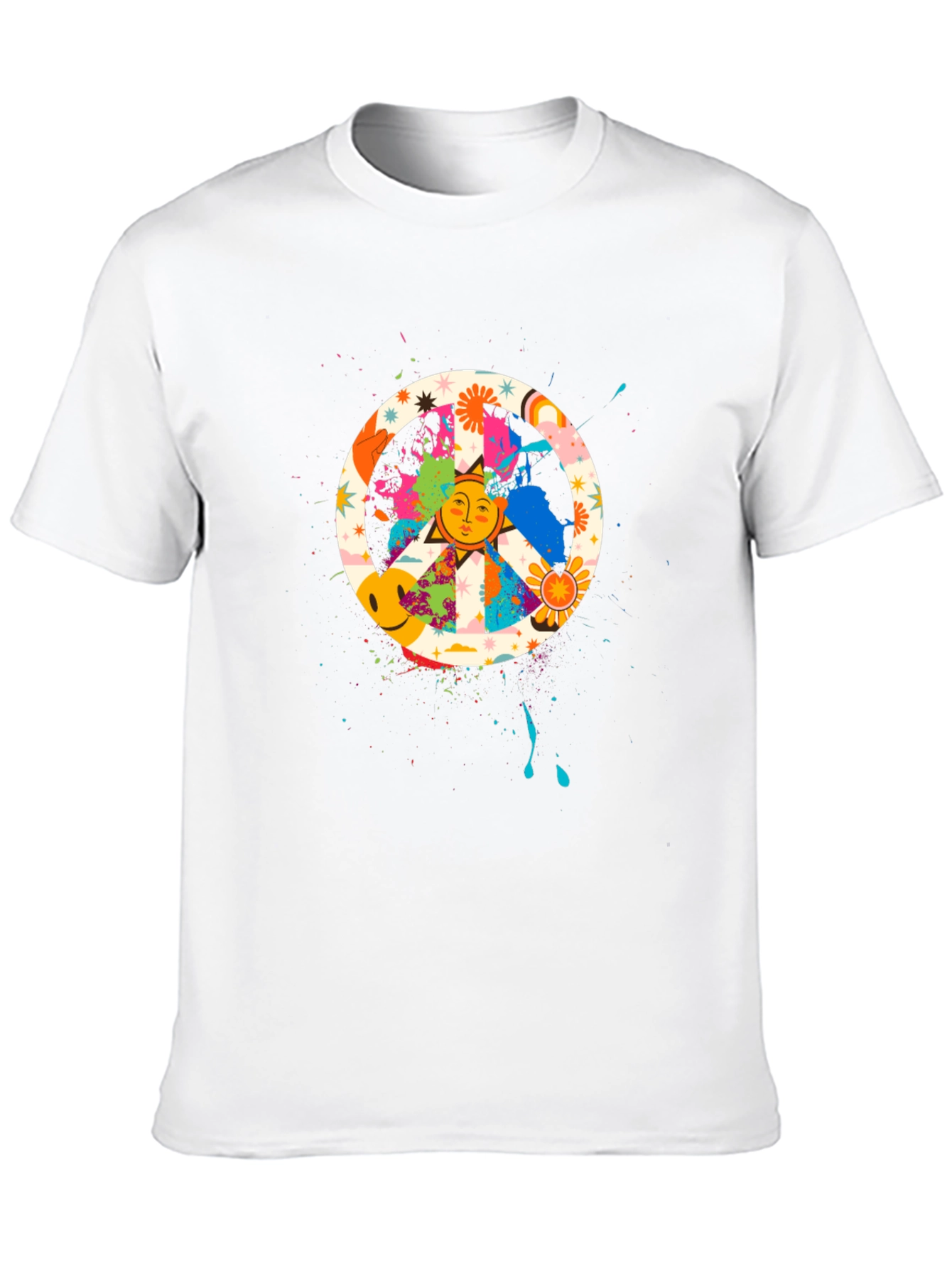 Peace Sign Sun Graphic Tee - Retro Style