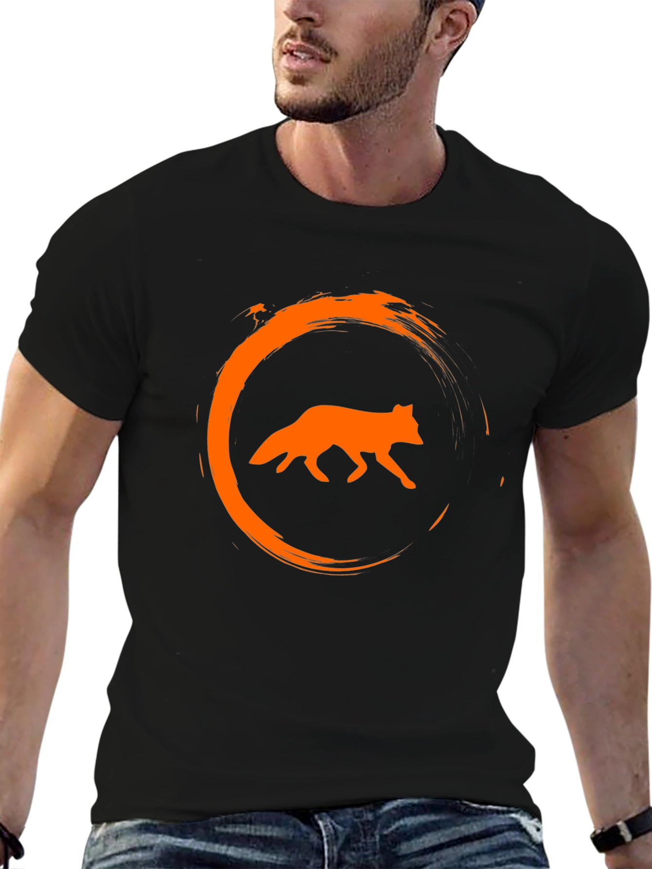Fox Circle Graphic Black T-Shirt