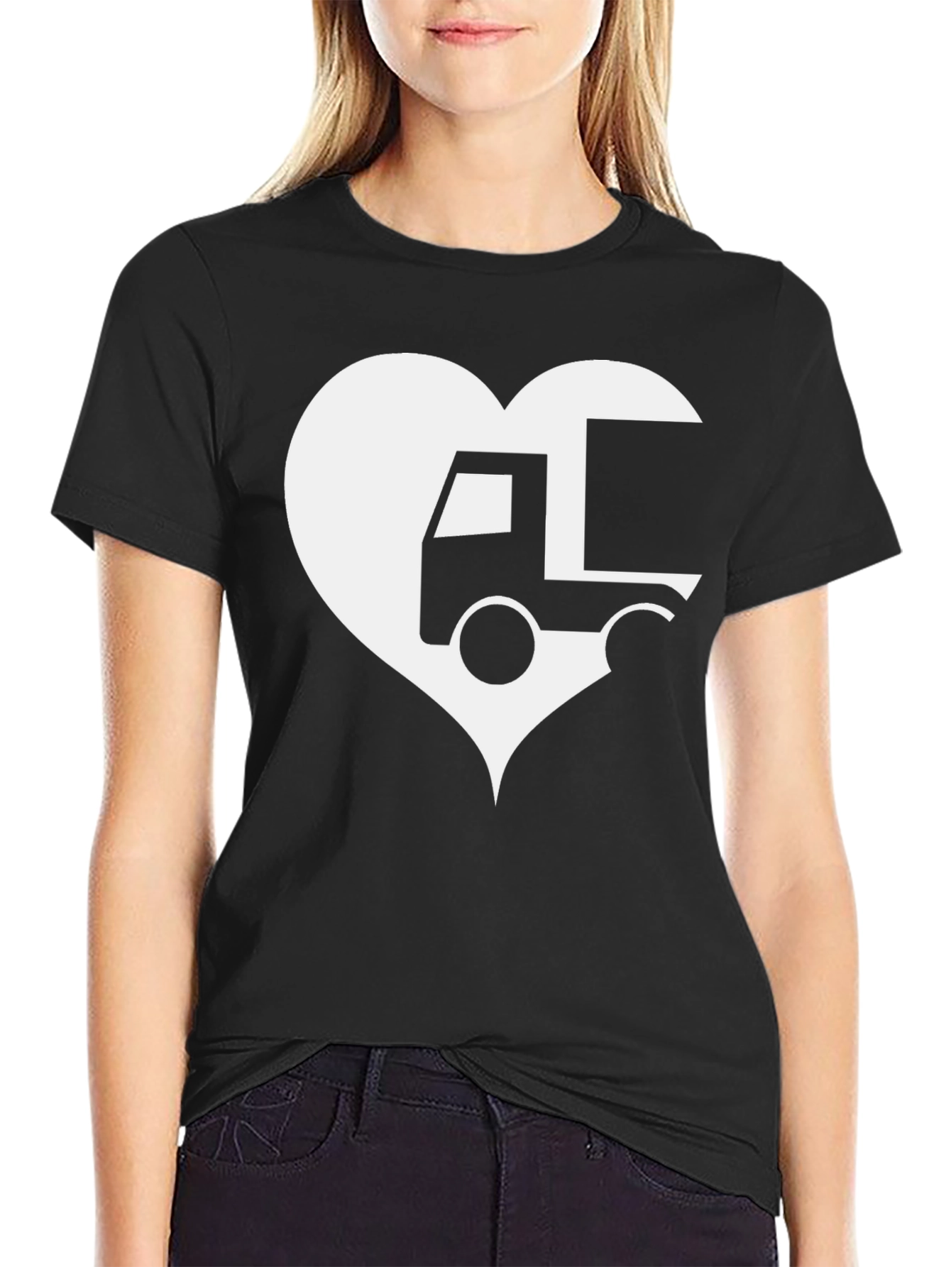 Trucker Heart Graphic T-Shirt - Black