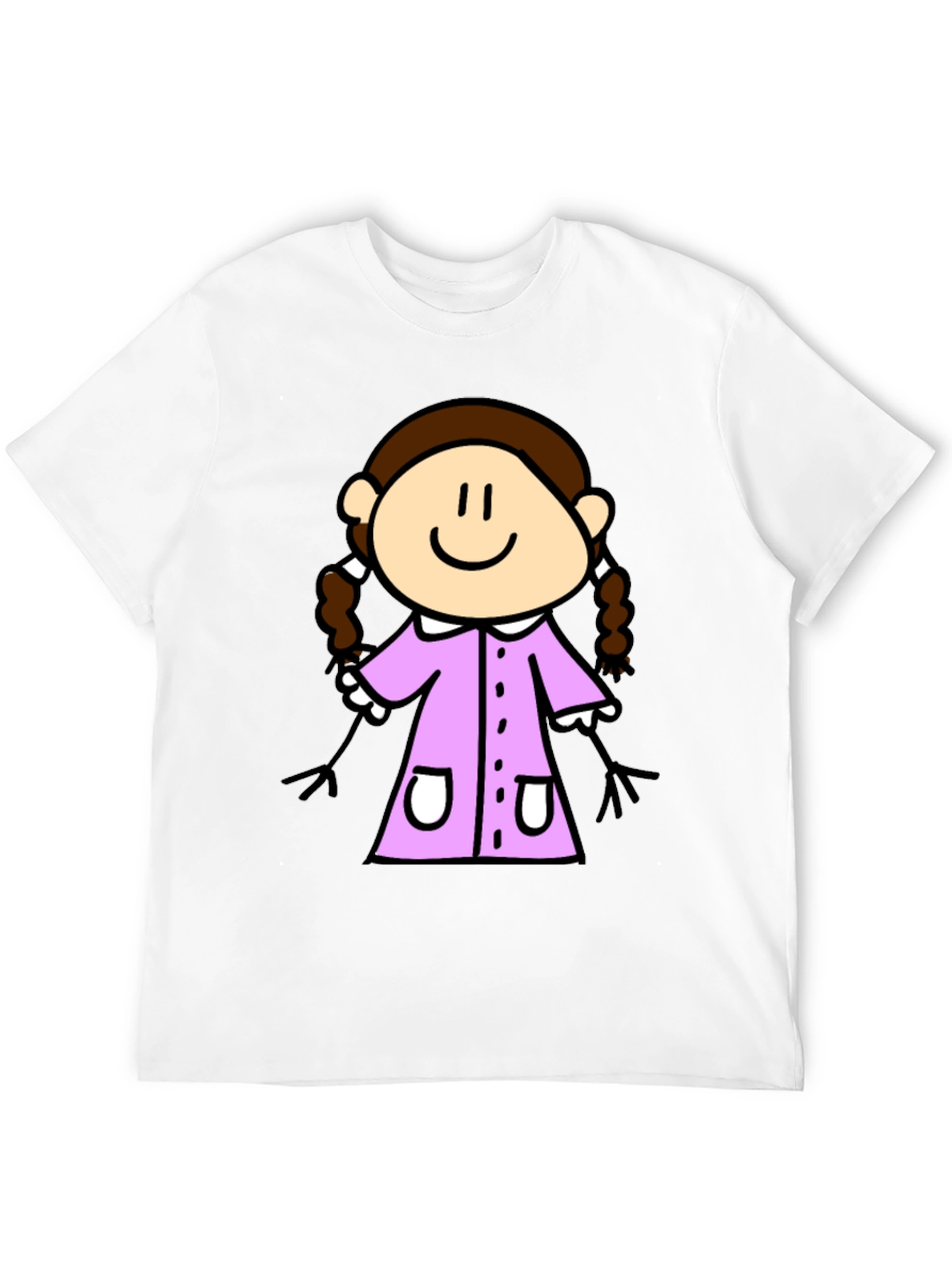 Cute Cartoon Girl Black T-Shirt