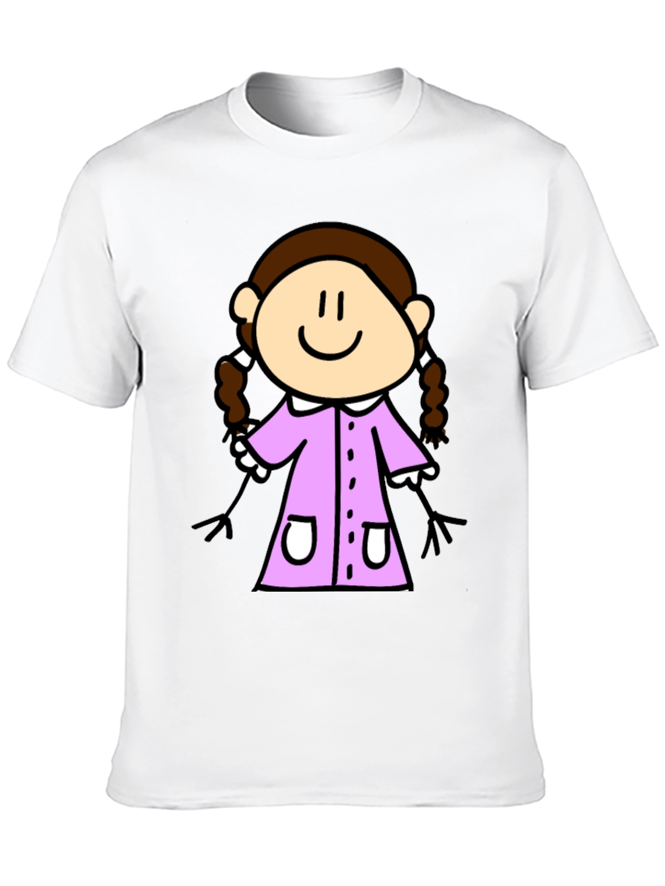 Cute Cartoon Girl Black T-Shirt