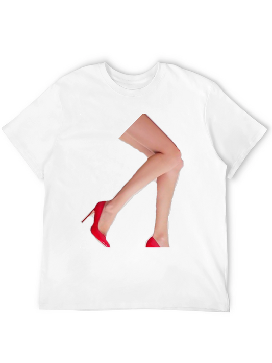 Novelty Legs Print T-Shirt - Red Heels