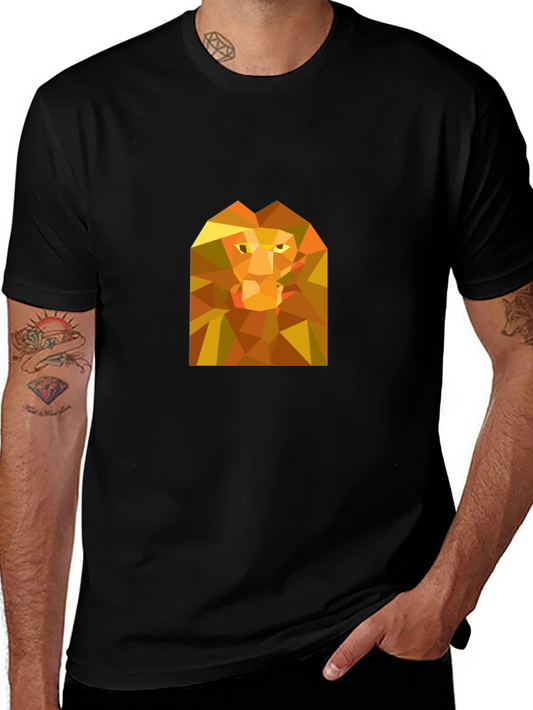 Geometric Lion Graphic T-Shirt - Bold Minimalist Style