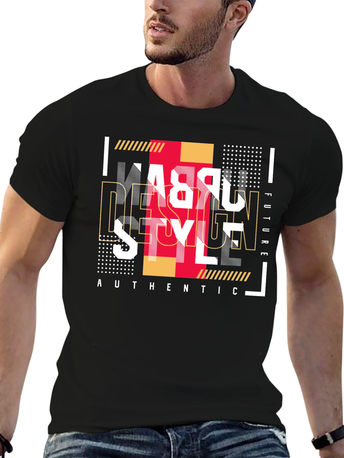 Urban Style Graphic Print Black T-Shirt