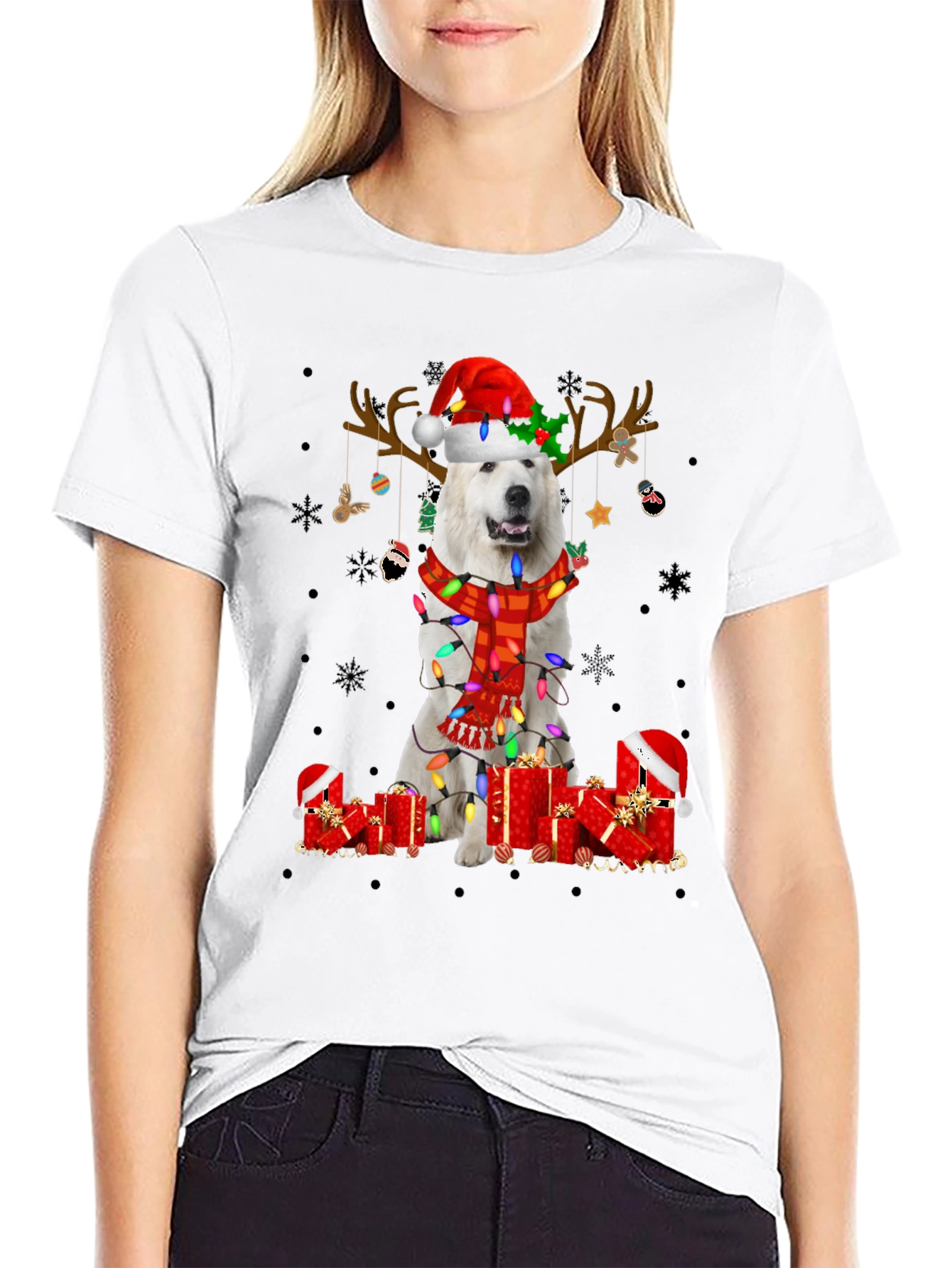 Christmas Dog T-Shirt Santa Hat Reindeer Tee