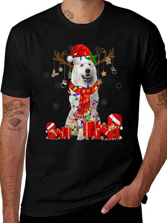 Christmas Dog T-Shirt Santa Hat Reindeer Tee