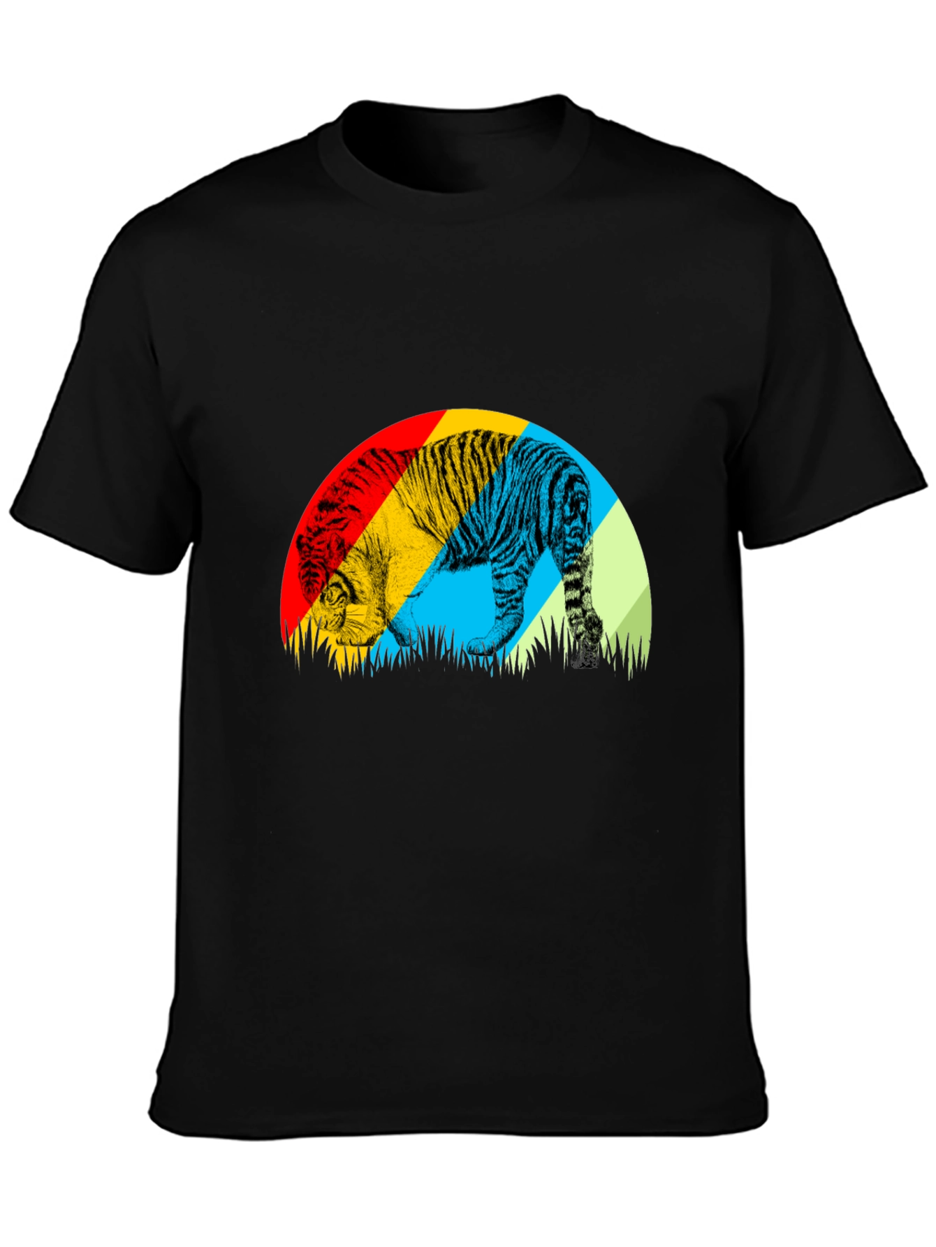 Tiger Graphic T-Shirt - Mens Black Crew Neck Tee