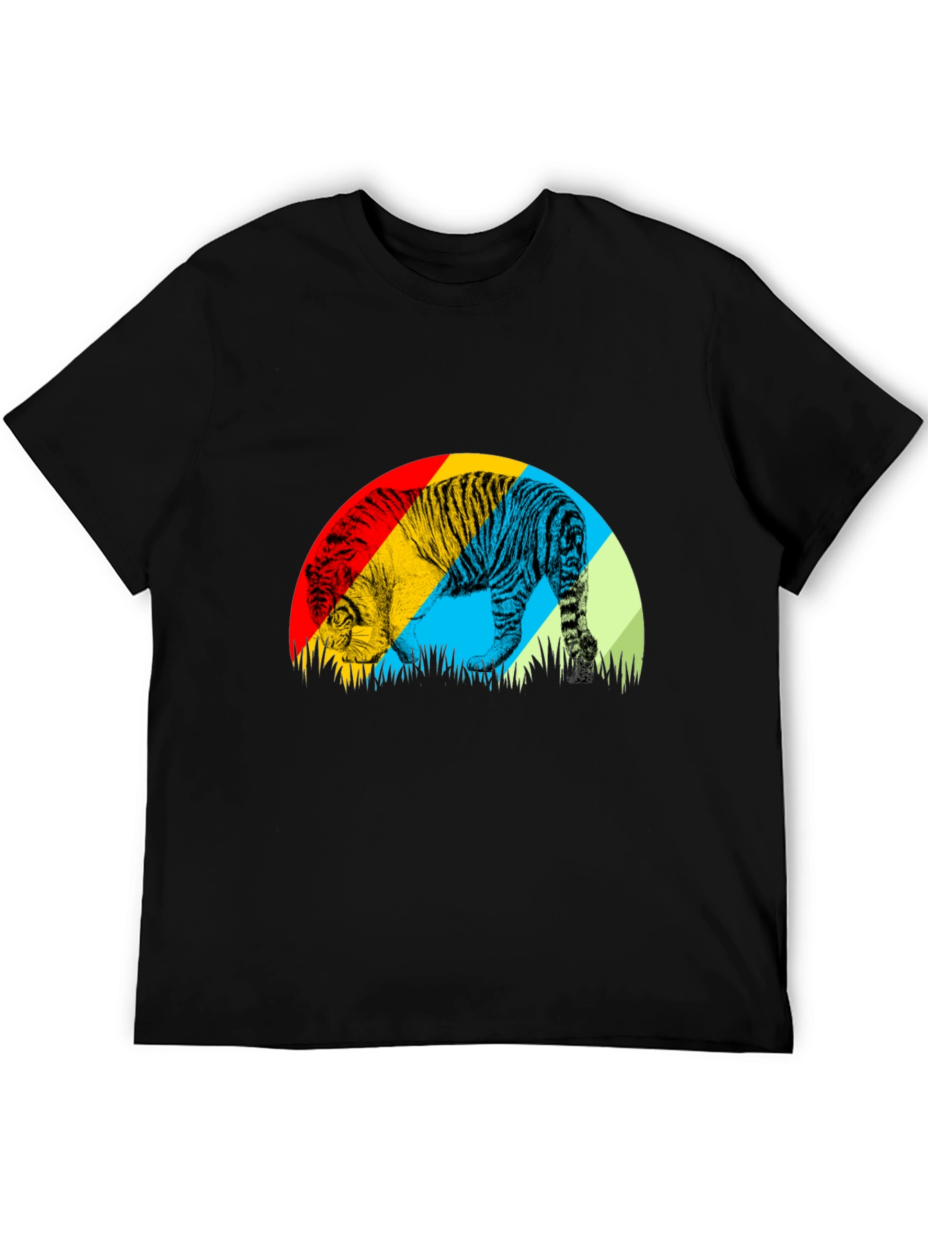 Tiger Graphic T-Shirt - Mens Black Crew Neck Tee