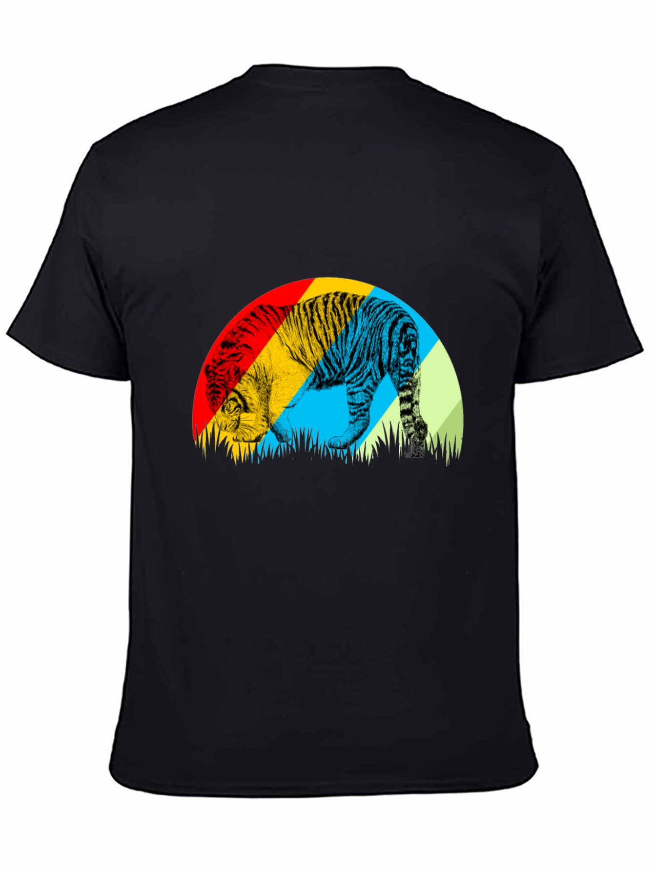 Tiger Graphic T-Shirt - Mens Black Crew Neck Tee