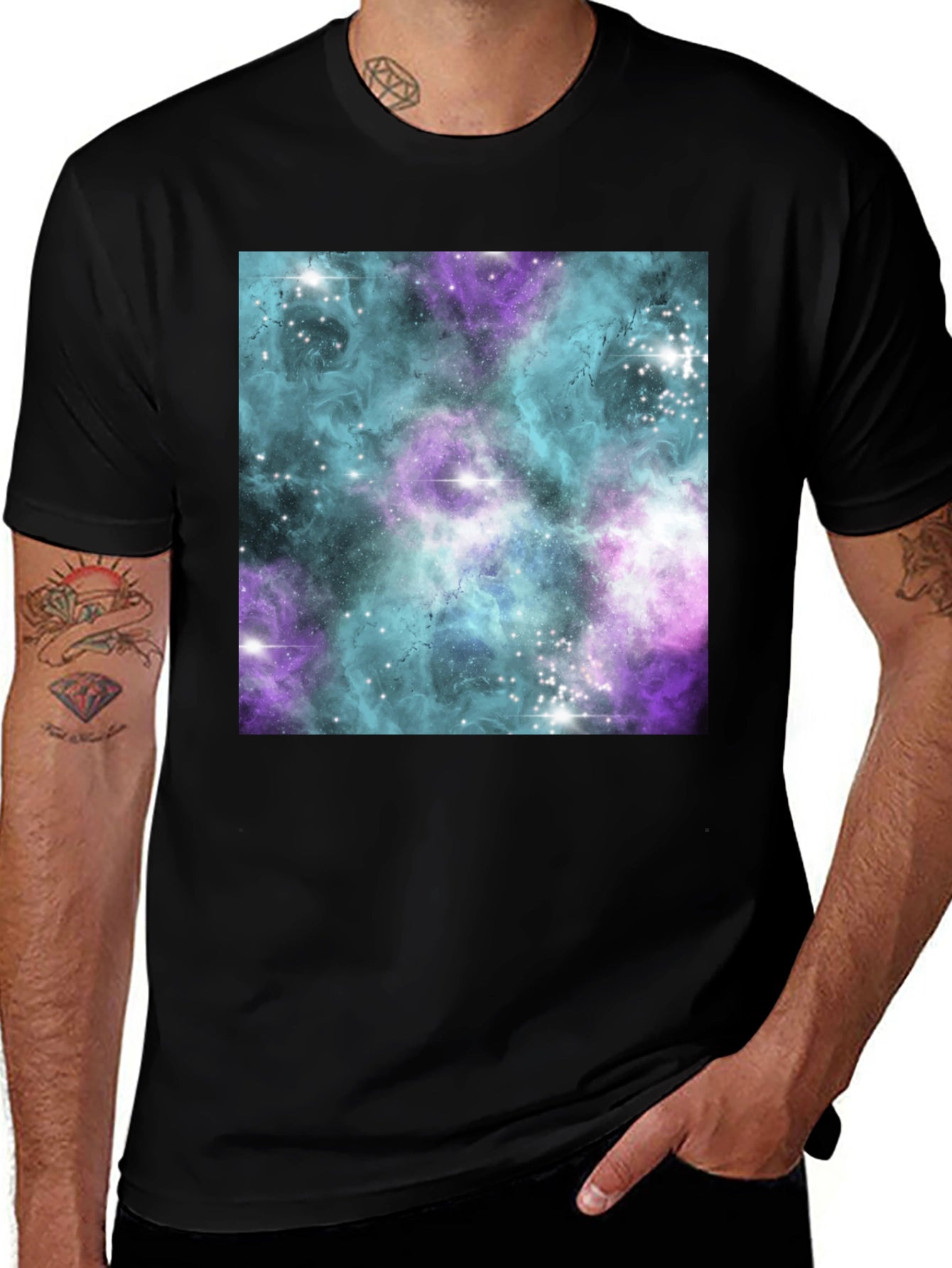 Galaxy Print Black Tee
