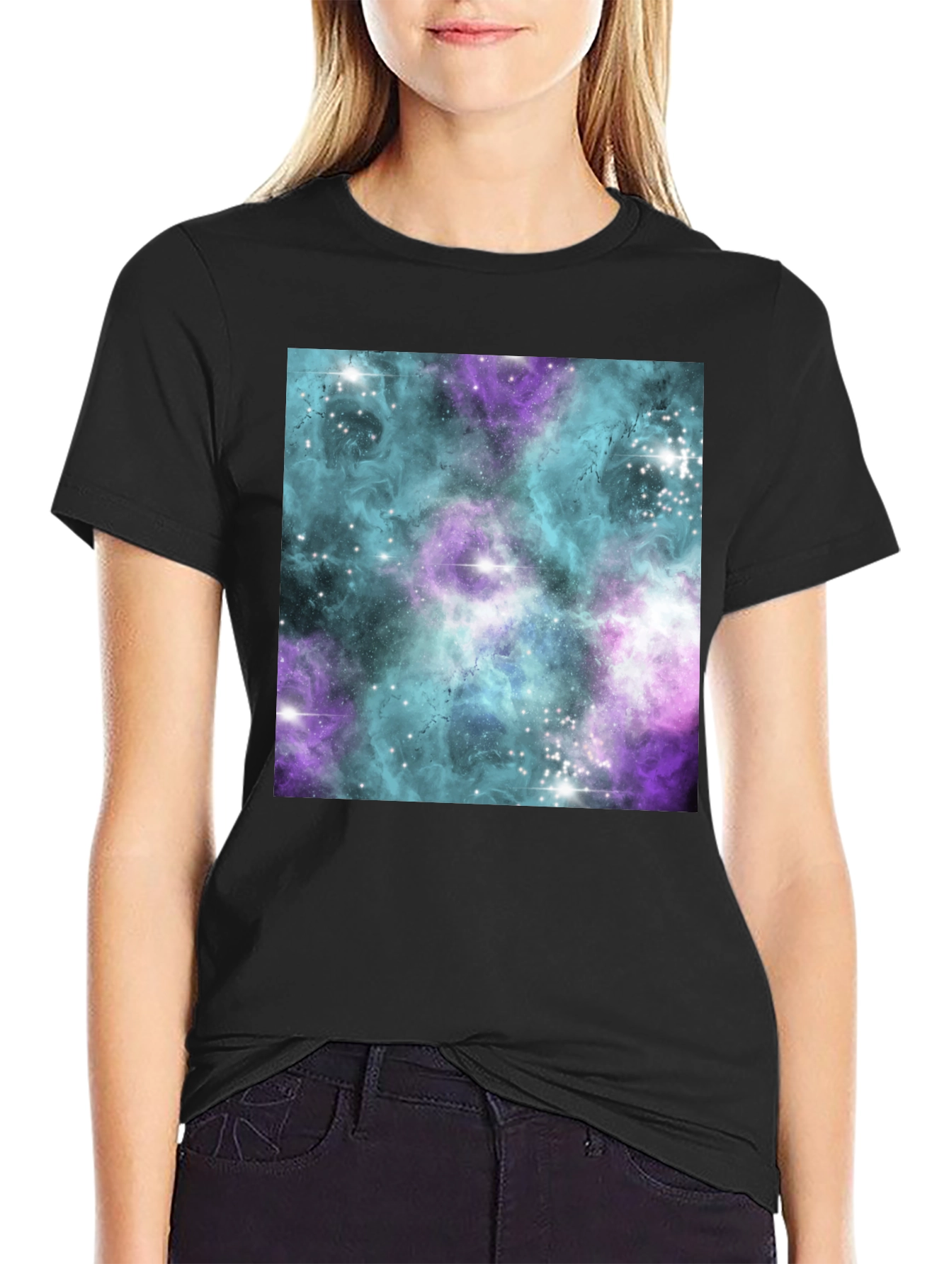 Galaxy Print Black Tee
