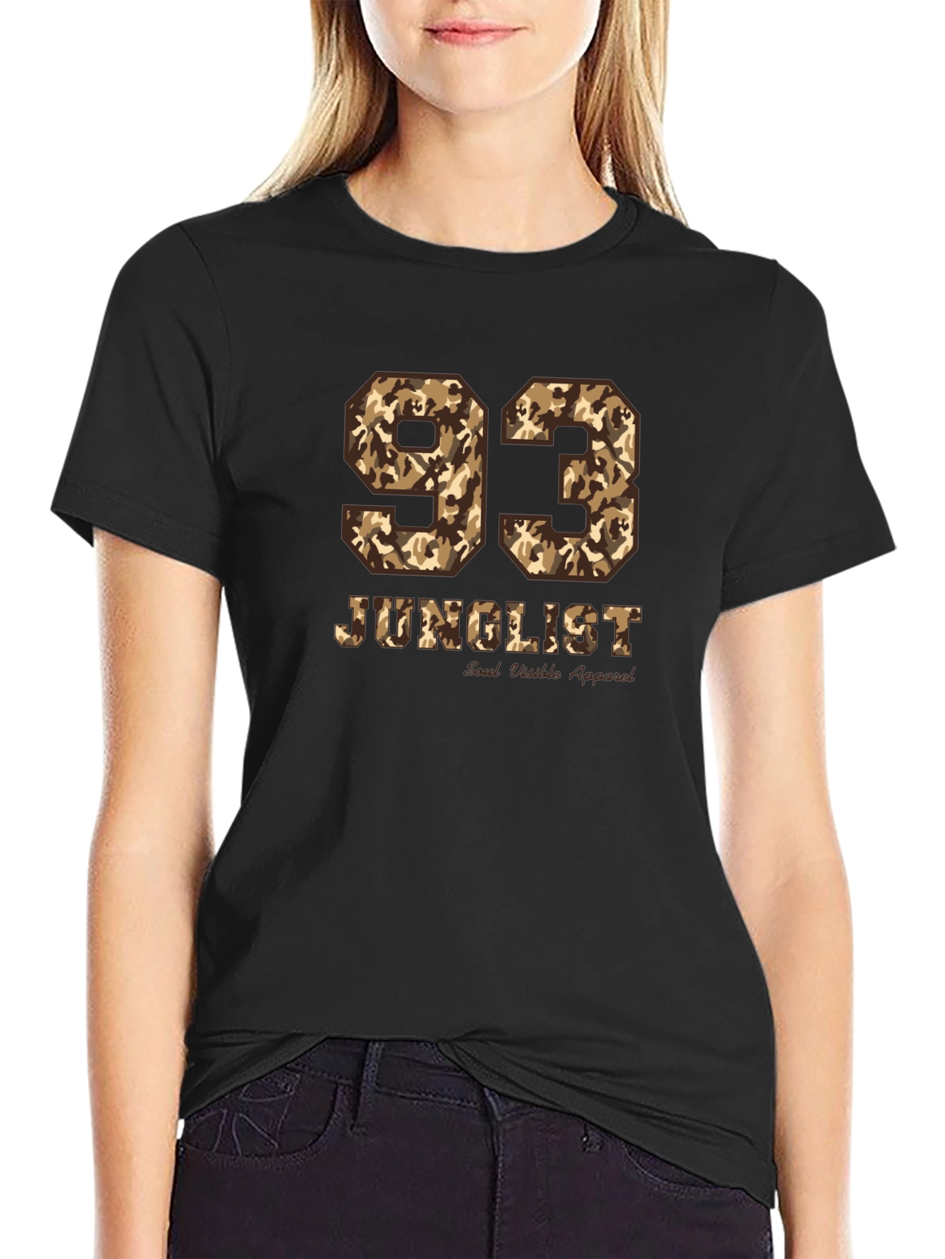 Junglist 93 Camo Print Black T-Shirt
