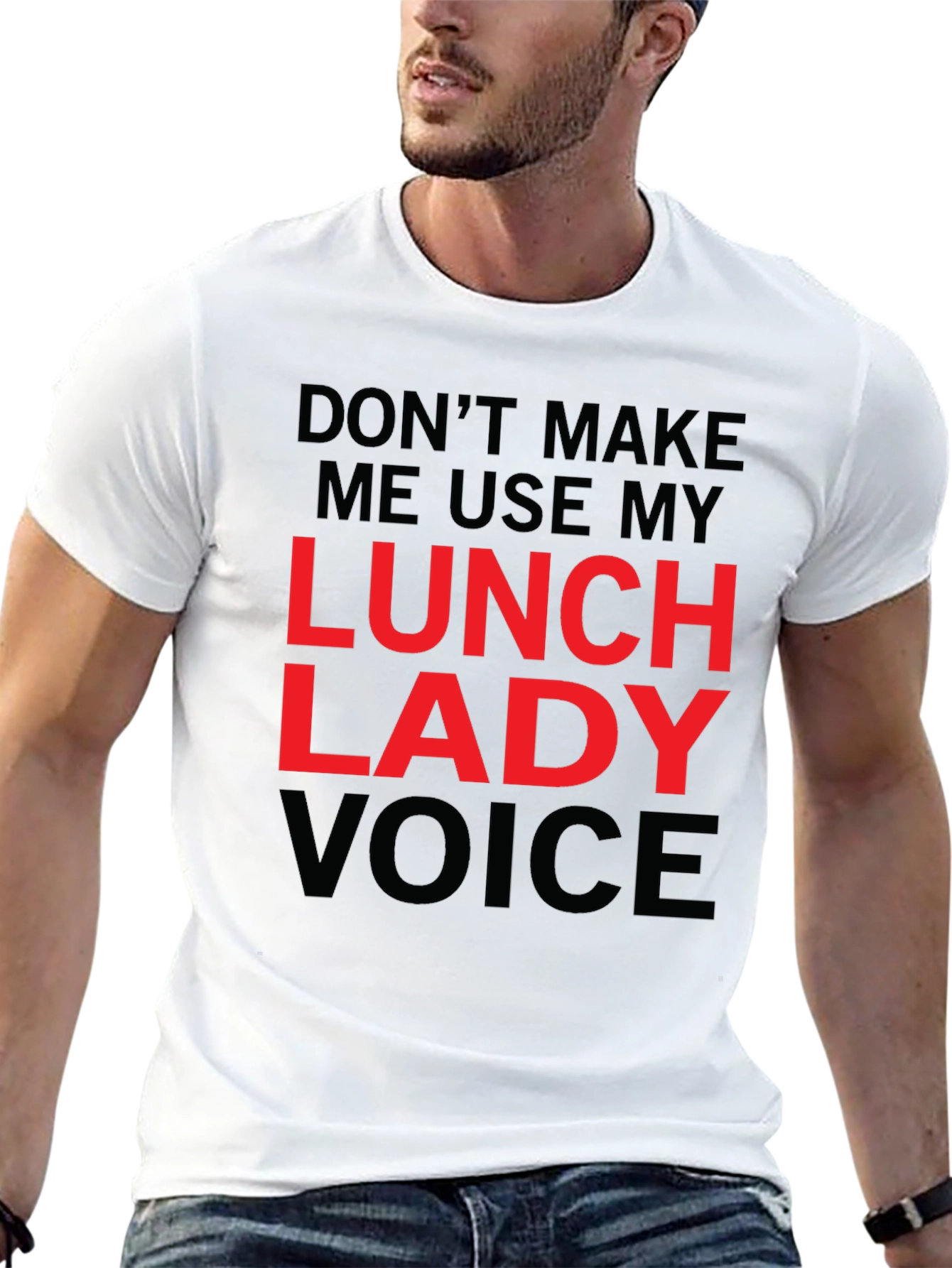 Lunch Lady Voice Graphic Tee - Funny Novelty Shirt