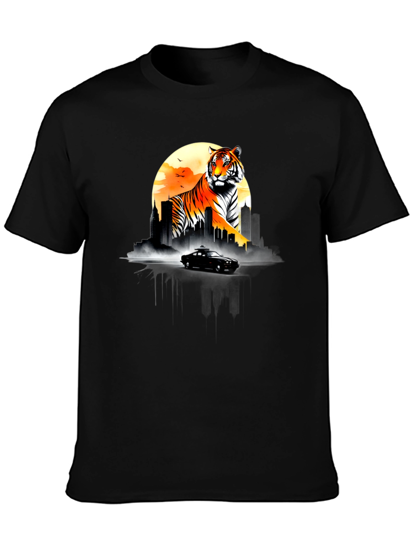Tiger Cityscape Graphic Tee - Black