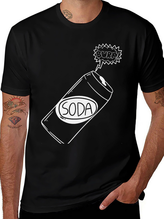 Soda Burp! Black Graphic Tee Shirt - Humor