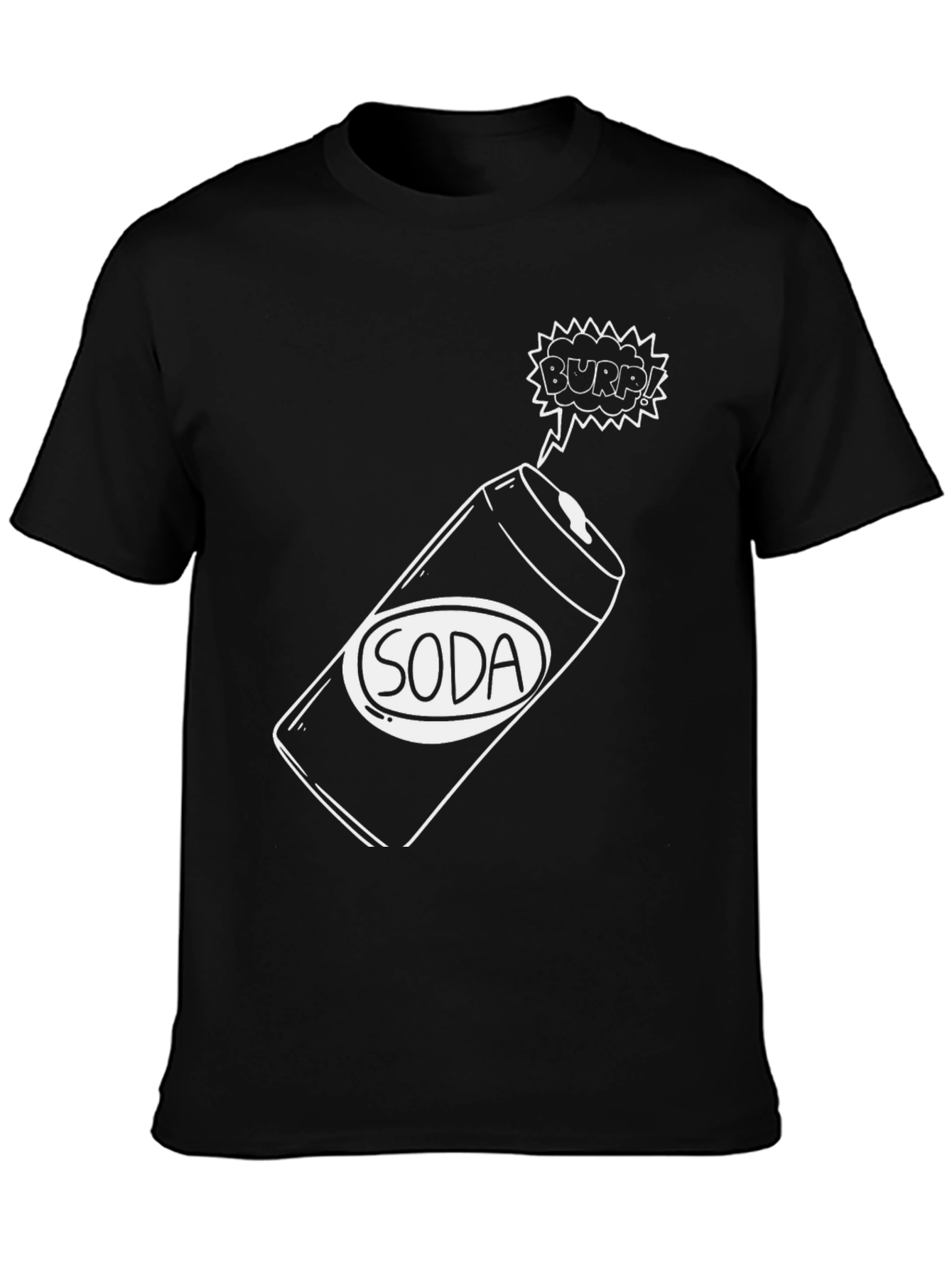 Soda Burp! Black Graphic Tee Shirt - Humor
